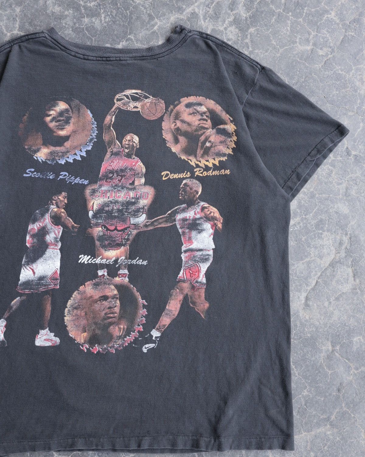 Rap Tees Vintage 1990s 90s Chicago Bulls Rodman Black Rap Tee Shirt Size US L / EU 52-54 / 3 - 10 Thumbnail