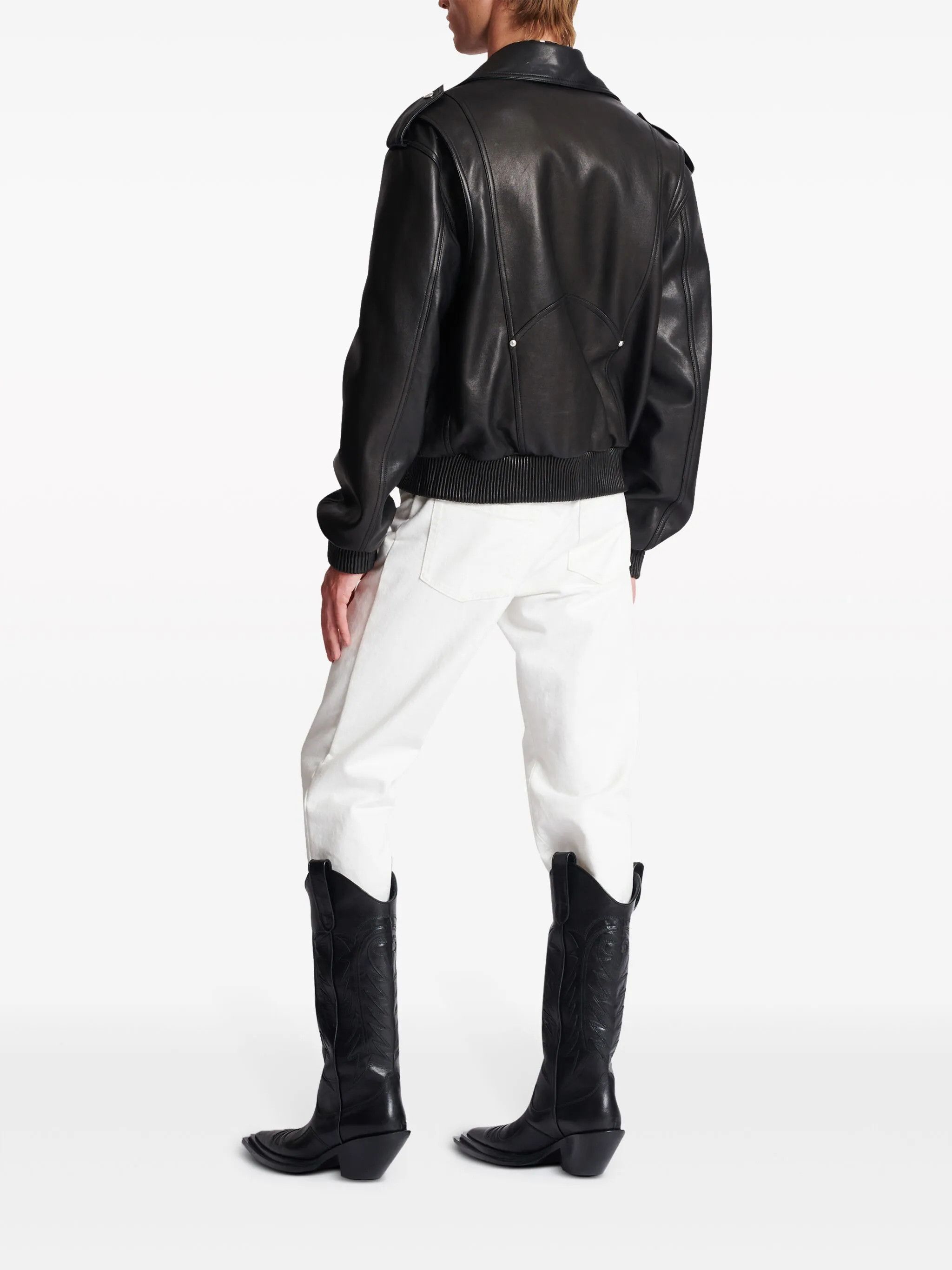Balmain o1srvl11e1025 Leather Biker Jacket in Black Size US M / EU 48-50 / 2 - 5 Thumbnail