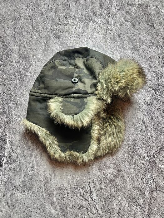 Vintage 12K faux fur Camo USHANKA trapper archival Japan style hat ...