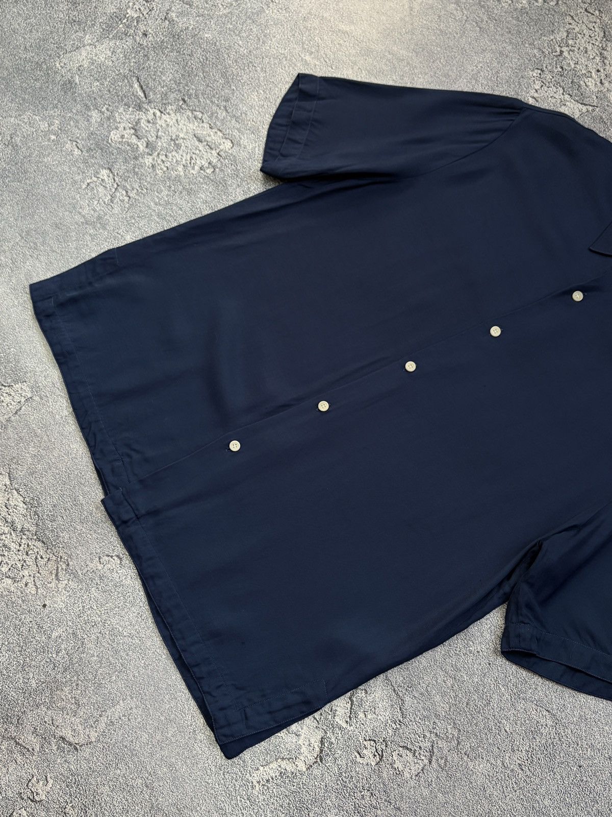 Sandro Sandro Paris Navy Blue Viscose Short Sleeve Shirt XL Size US M / EU 48-50 / 2 - 7 Thumbnail