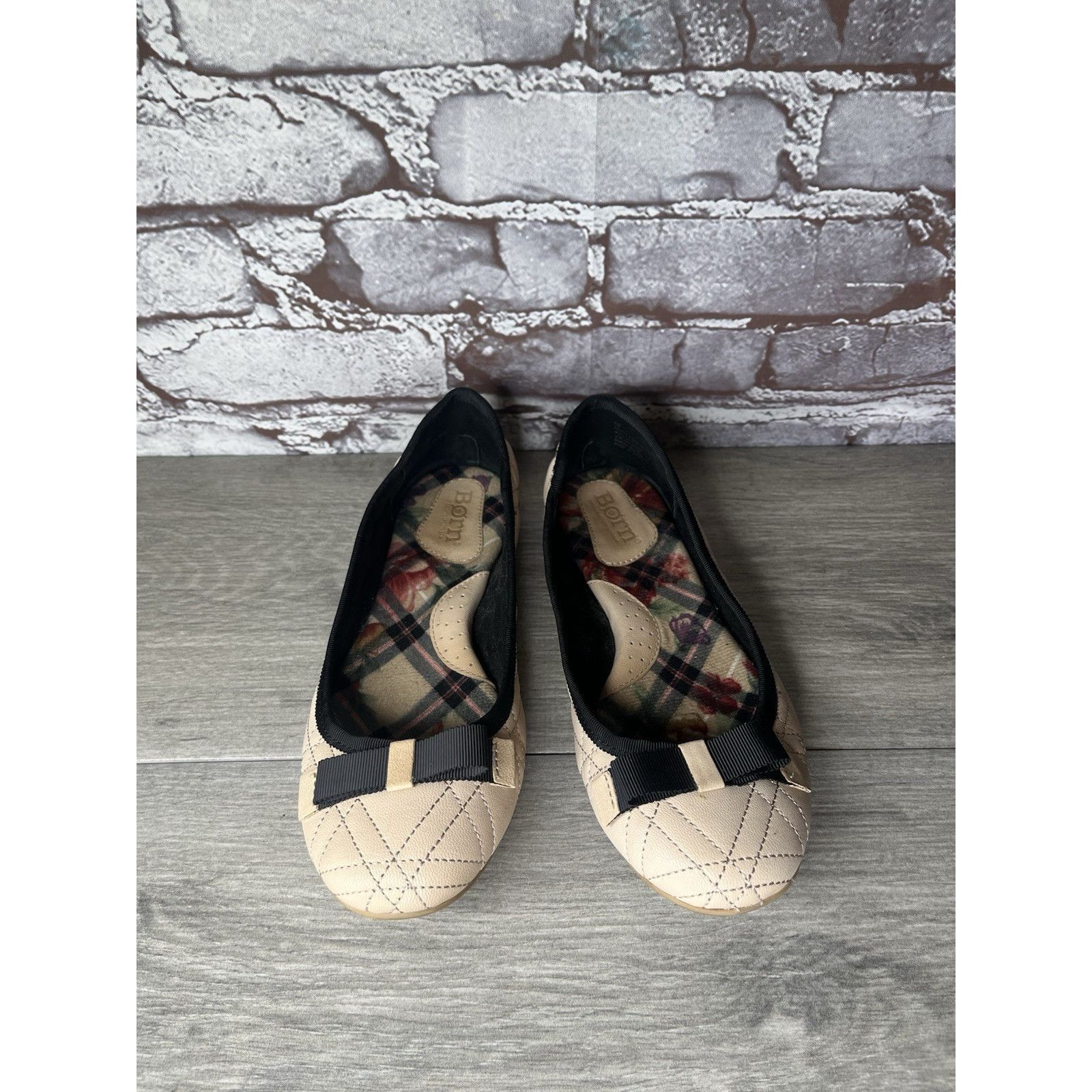 Born Born Pink Leather Black Bow Quilted Ballet Flats Shoes Women Size US 6 / IT 36 - 4 Thumbnail