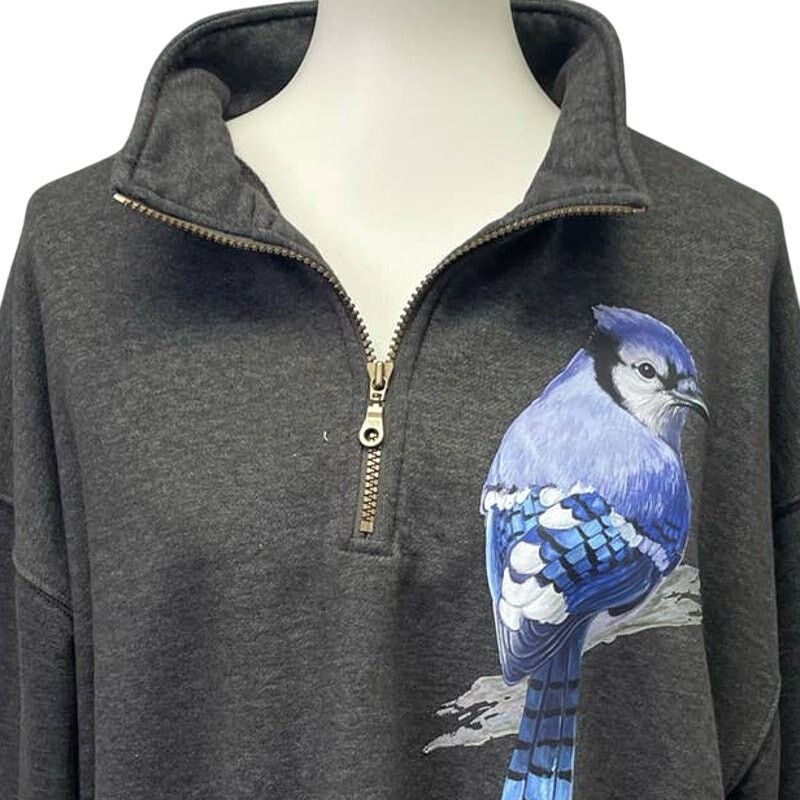 Port Authority Hand Printed Mens 2XL Blue Jay Bird Pullover Sweatshirt Size US XXL / EU 58 / 5 - 2 Thumbnail