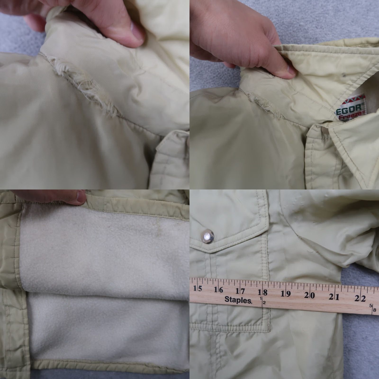 McGregor Vintage McGregor Nylon Jacket Mens 42 Beige Zip Lined USA Rockabilly 1970s Shirt Size US XS / EU 42 / 0 - 9 Thumbnail