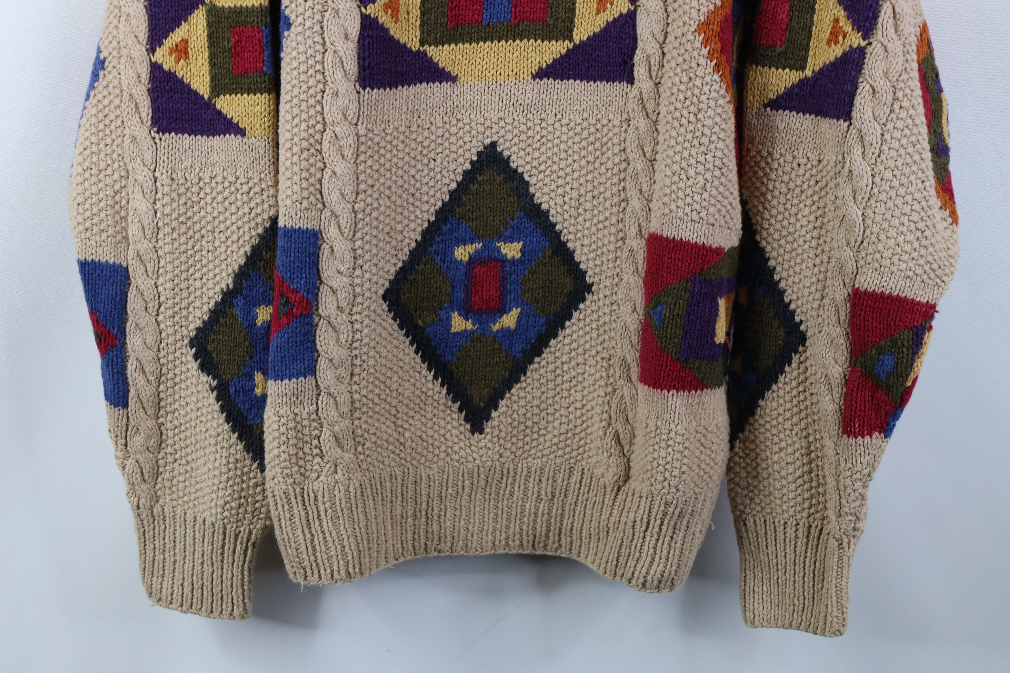 Vintage Vintage 90s Streetwear Southwestern Cable Knit Sweater Size US S / EU 44-46 / 1 - 3 Thumbnail