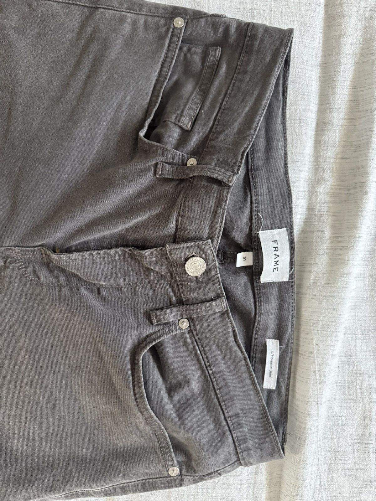 Frame FRAME L'Homme Slim Brushed Twill Pants - Steel Grey Size US 31 - 2 Thumbnail