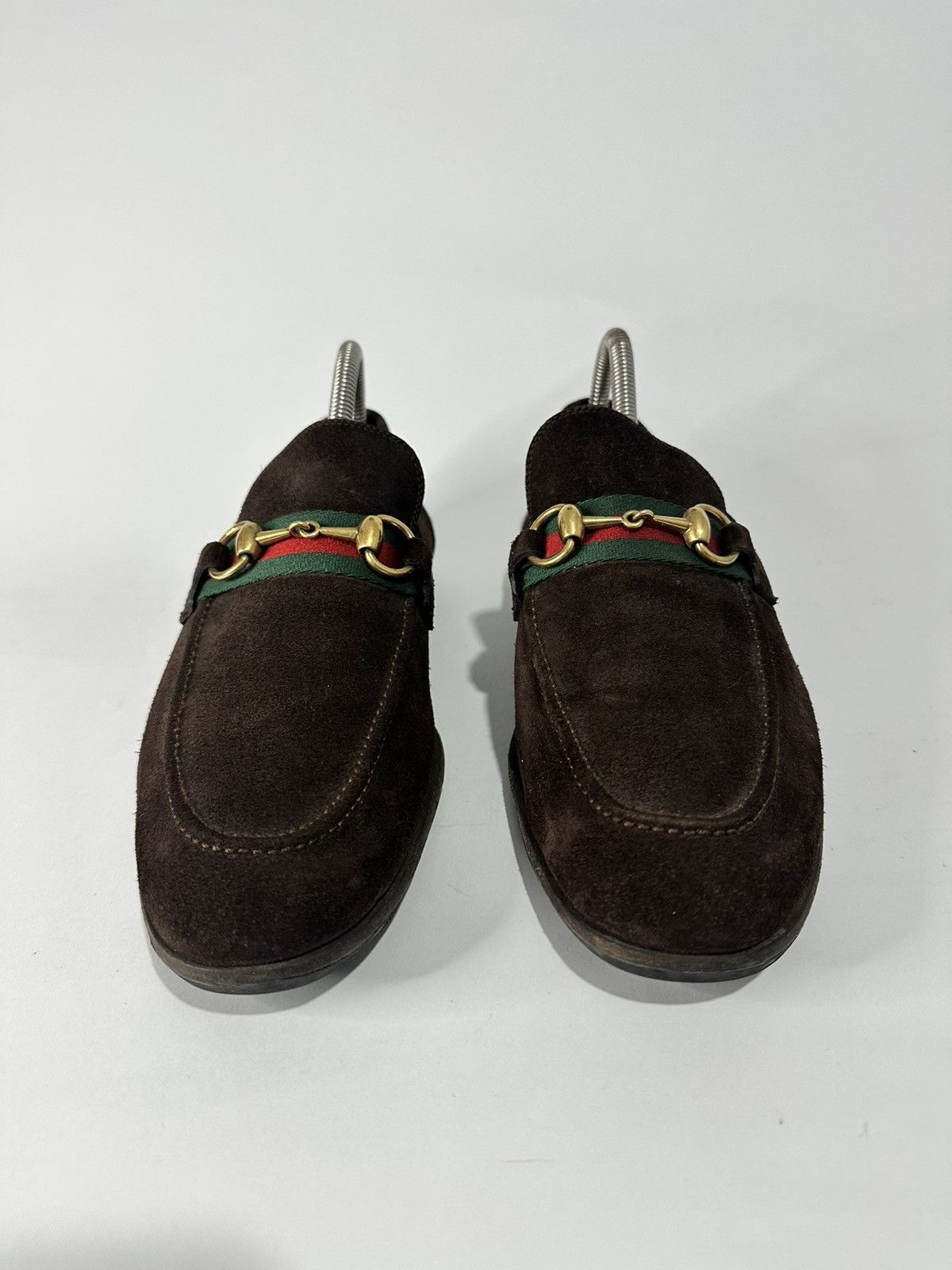 Gucci Gucci Dark Brown Suede Horsebit Web Loafers Size 41.5/8.5 US Size US 8 / EU 41 - 2 Thumbnail