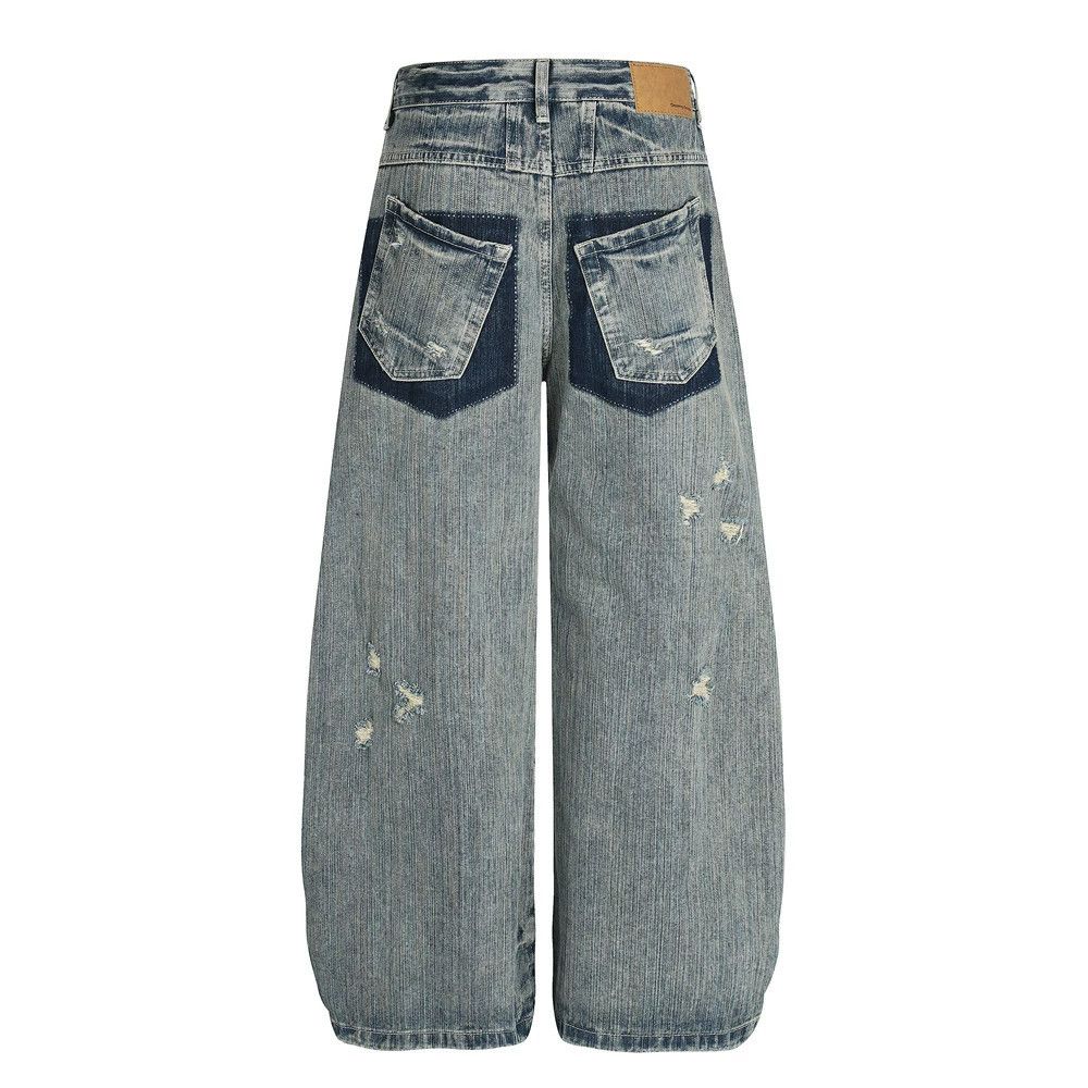 Jean Men's retro punk ripped distressed washed jeans Size US 32 / EU 48 - 2 Thumbnail
