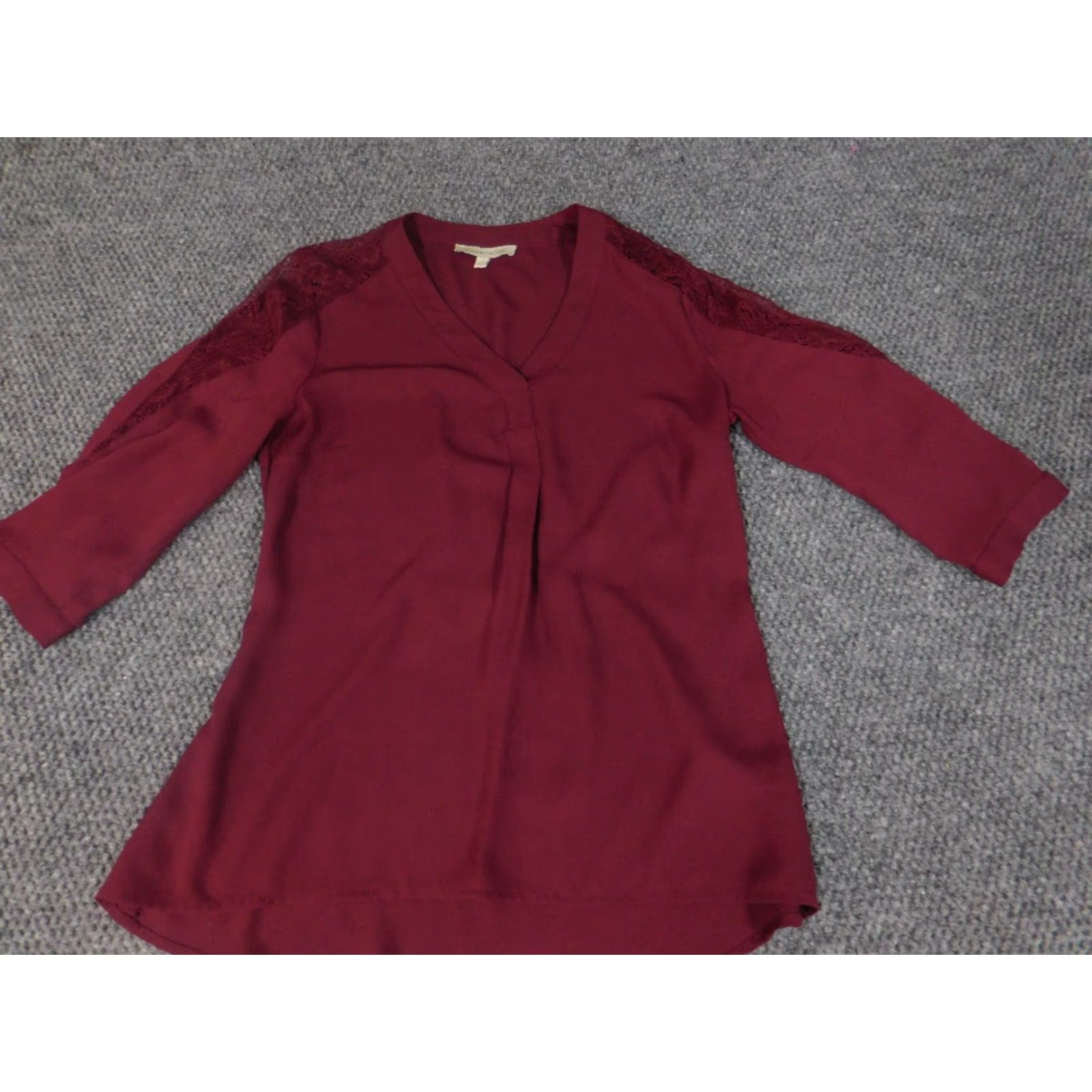 Vintage 41 Hawthorne Blouse Womens Petites PXS Red Collared Long Sleeve Pullover Modal Polyester Rayon Casual Shirt Top Size XS / US 0-2 / IT 36-38 - 3 Thumbnail