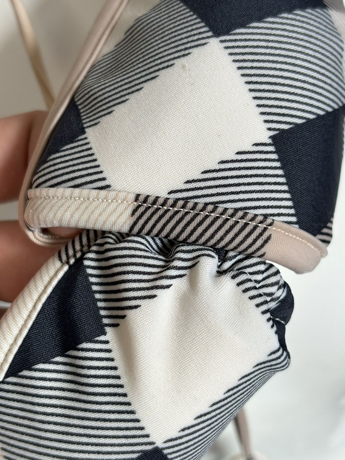 Burberry RARE Nova Check Swimsuit Stripe Trim Triangle Bikini Top Bra Size ONE SIZE - 22 Thumbnail