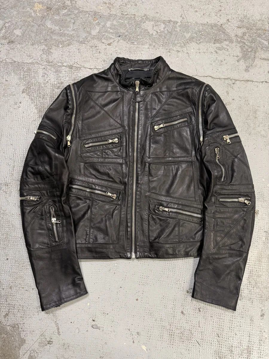 Dolce & Gabbana SS2002 Dolce & Gabbana Black Multi Zips Biker Leather Jacket with Detachable Sleeves Size US M / EU 48-50 / 2 - 1 Thumbnail
