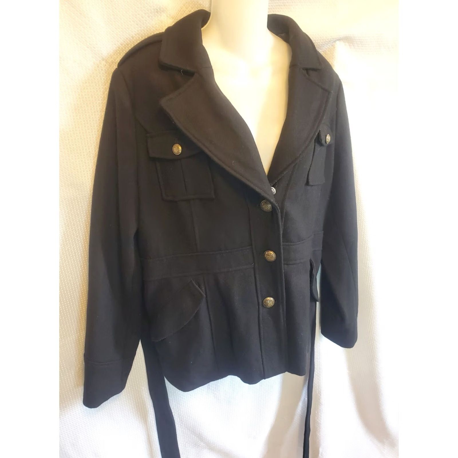 Mossimo VINTAGE MOSSIMO Peacoat XL Womens Y2K Wool Removeable Fur Collar Size XL / US 12-14 / IT 48-50 - 2 Thumbnail