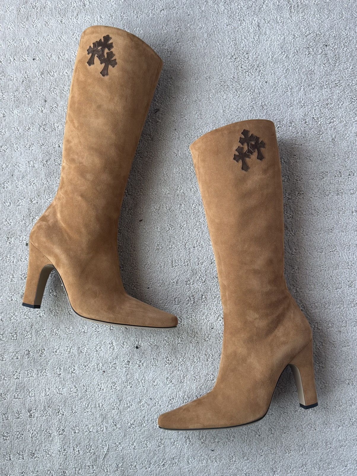 Chrome Hearts Chrome Hearts Sugar Jones Brown Suede Cross Patch Boots Size US 8 / IT 38 - 2 Thumbnail