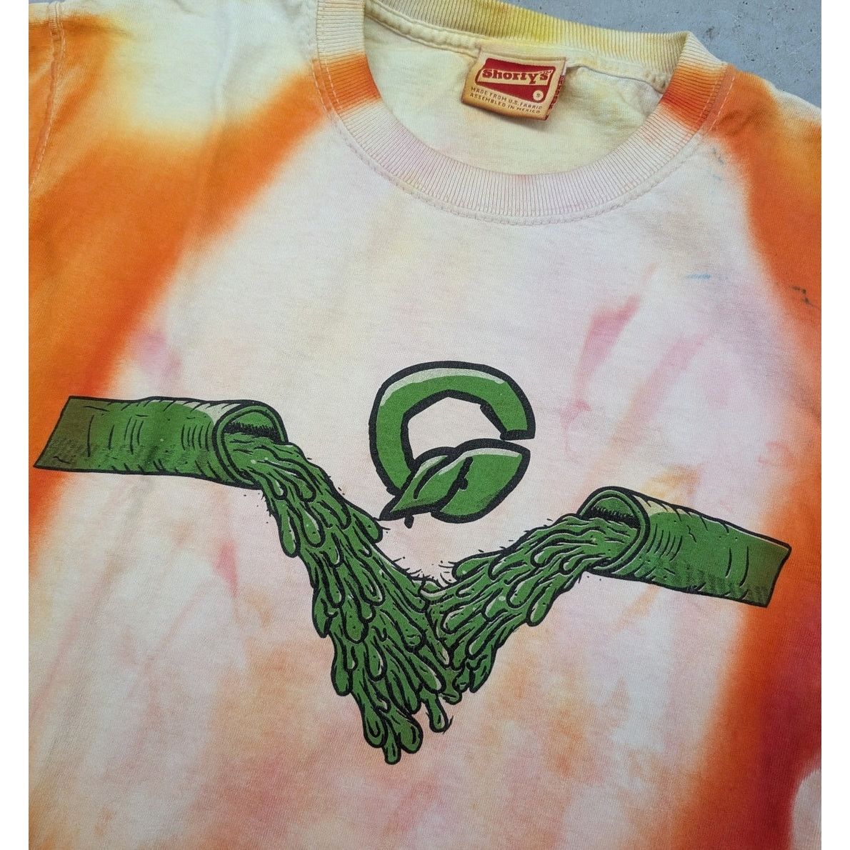 Shorty's Skateboards × Vintage Vintage Shorty's Skateboards Orange Flame tie dye t-shirt Size US S / EU 44-46 / 1 - 2 Thumbnail