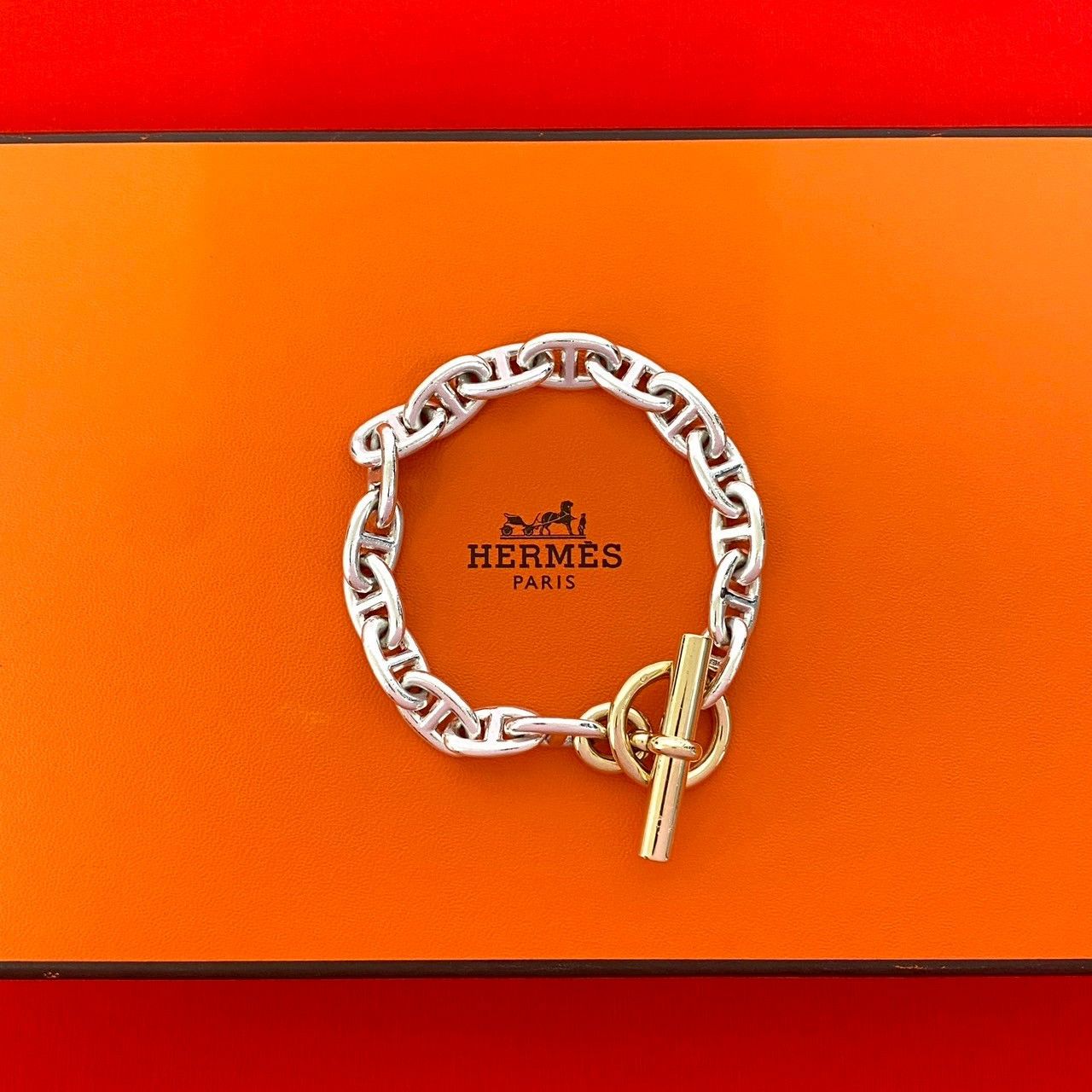 Hermes Hermes Hermes Chaine d’Ancre MM Au750 Silver Bracelet Precious Metal Bracelet DUTY FREE for USA Size ONE SIZE - 1 Thumbnail