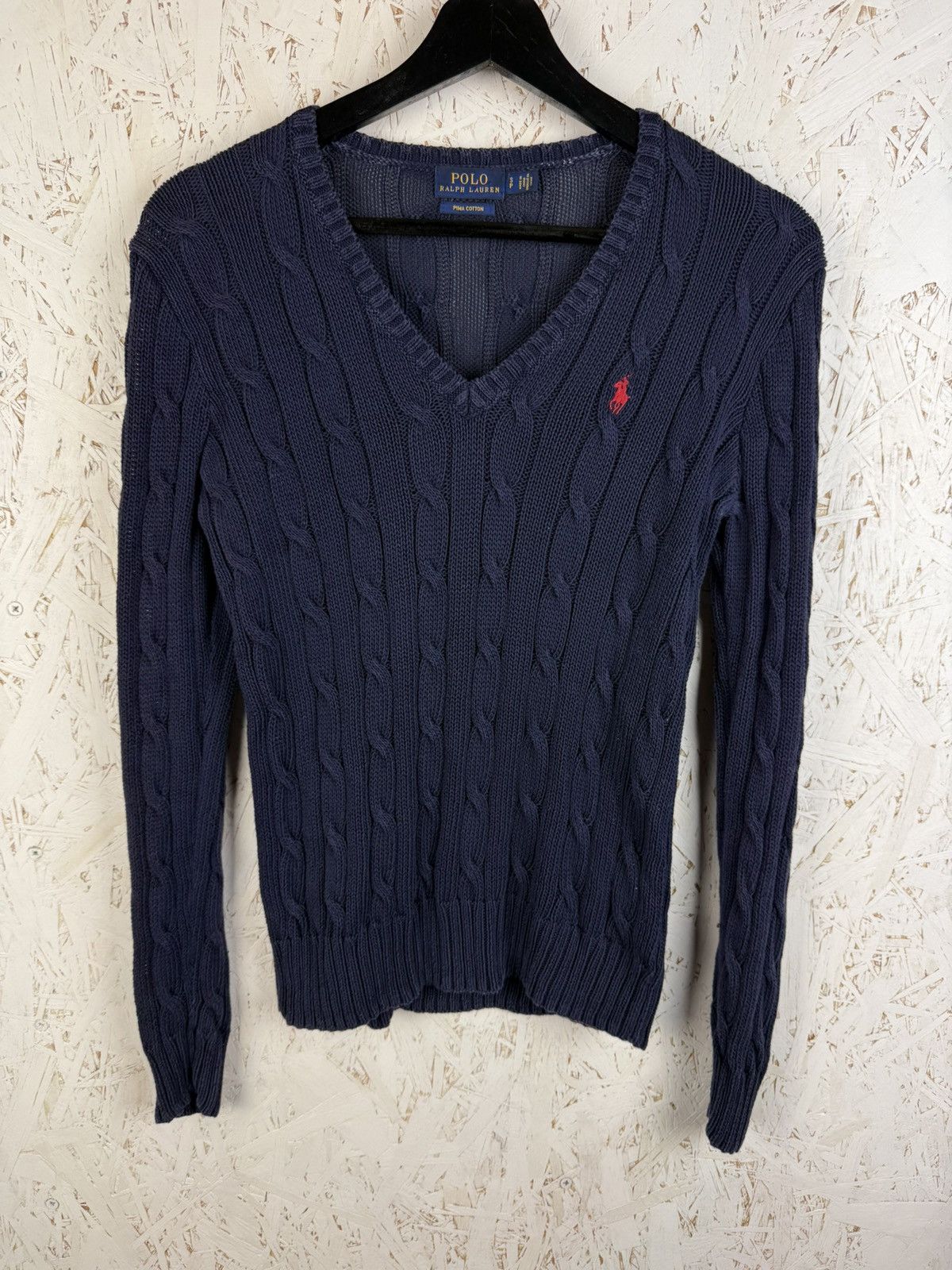 Polo Ralph Lauren Polo By Ralph Lauren V Neck Cable Knit Sweater Blue Size S Size S / US 4 / IT 40 - 1 Thumbnail