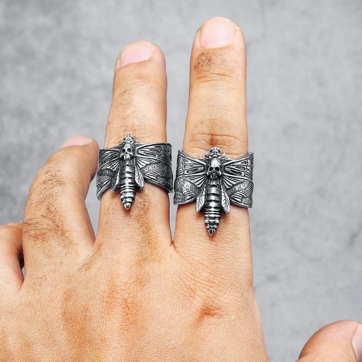 Jewelry Skull Moth Ring Streetwear Jewelry Fashion Gift Size ONE SIZE - 4 Thumbnail