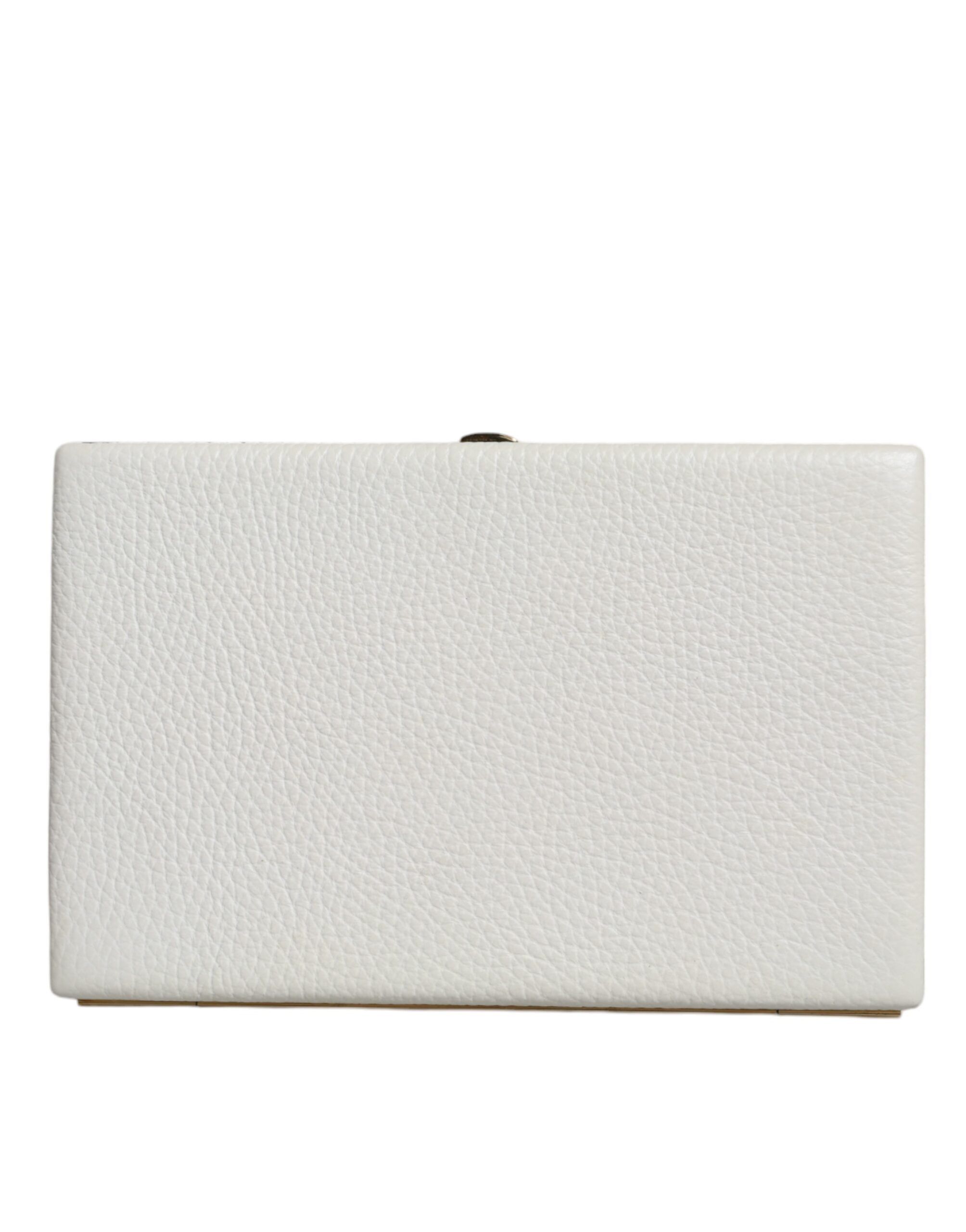 Dolce & Gabbana White Leather Gold Frame Clutch Evening Party Purse Women's Size ONE SIZE - 1 Thumbnail