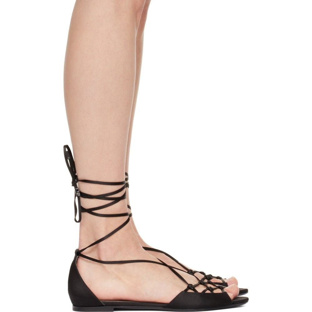 Tom Ford o1loc1c0924 W3205 Satin Ankle Wrap Sandals in Black Size US 9 / IT 39 - 3 Thumbnail