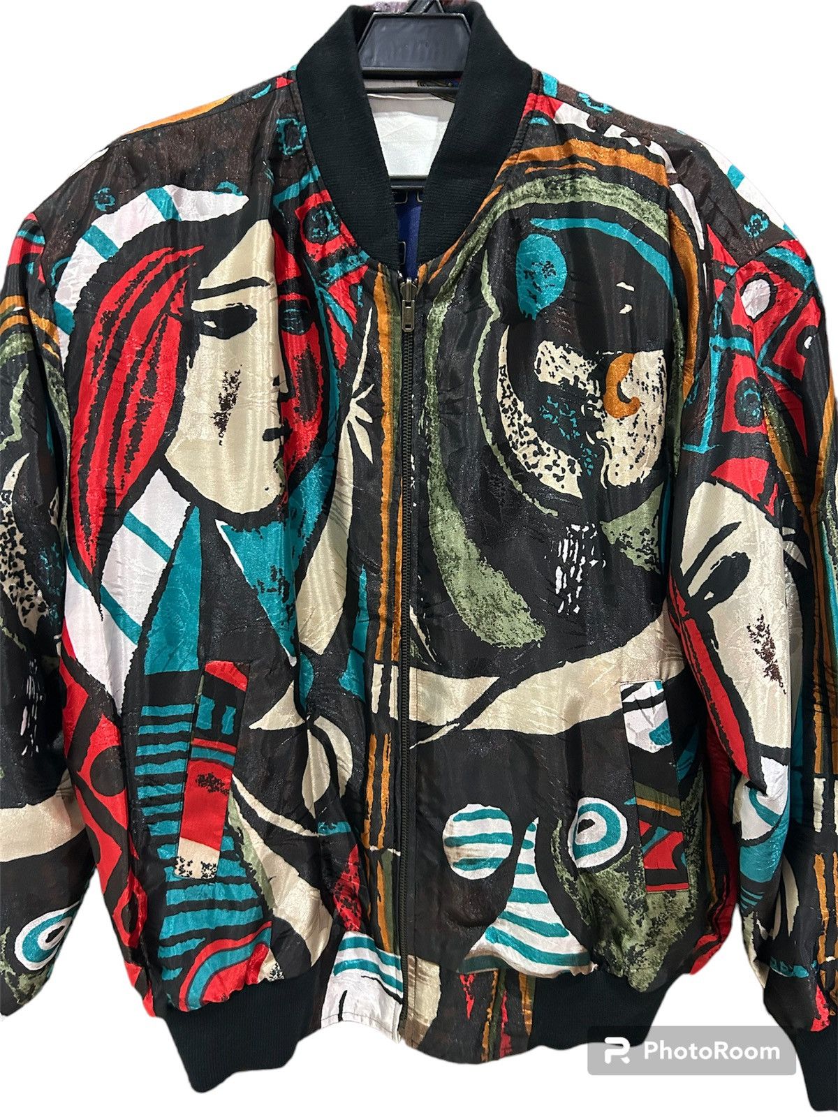 Vintage Vtg Unbrand Picasso Reversible Bomber Jacket Size US L / EU 52-54 / 3 - 3 Thumbnail
