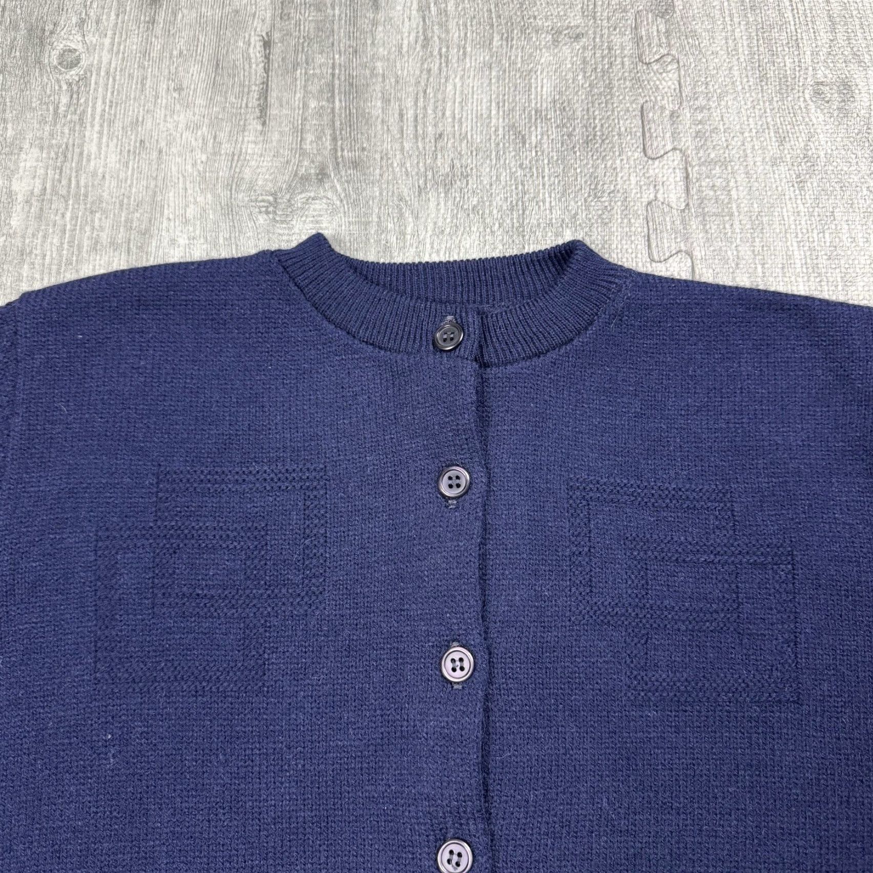 Vintage VINTAGE BOULEVARD CROPPED CARDIGAN WOMENS L NAVY BLUE 90s BUTTON KNIT PRINCESS DIANA Size L / US 10 / IT 46 - 2 Thumbnail