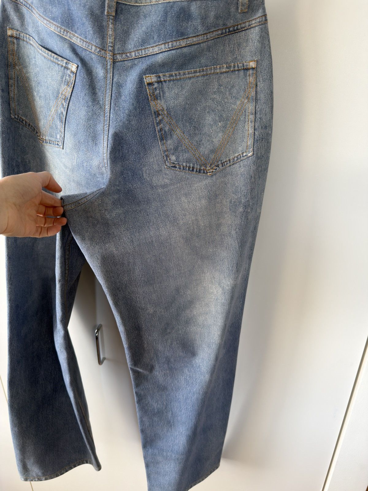 Bottega Veneta BNWT Light Blue Printed Denim Leather Straight Leg Pants 50 Size US 34 / EU 50 - 11 Thumbnail