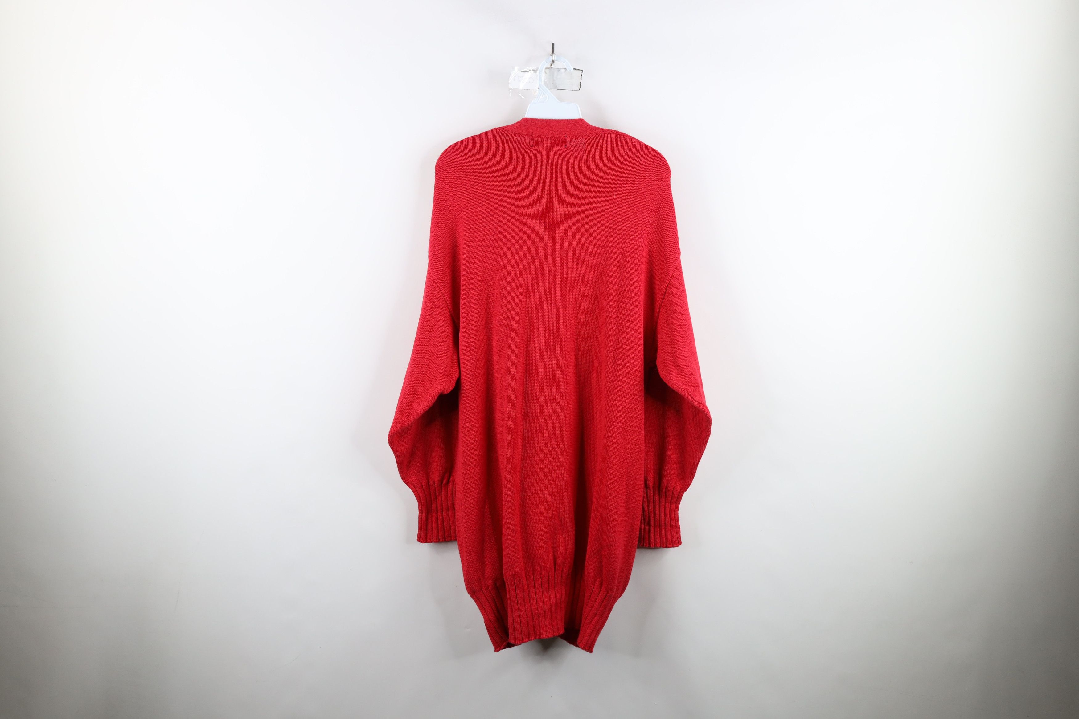 Vintage Vintage 90s Streetwear Oversized Knit Cardigan Sweater Red Size M / US 6-8 / IT 42-44 - 9 Thumbnail