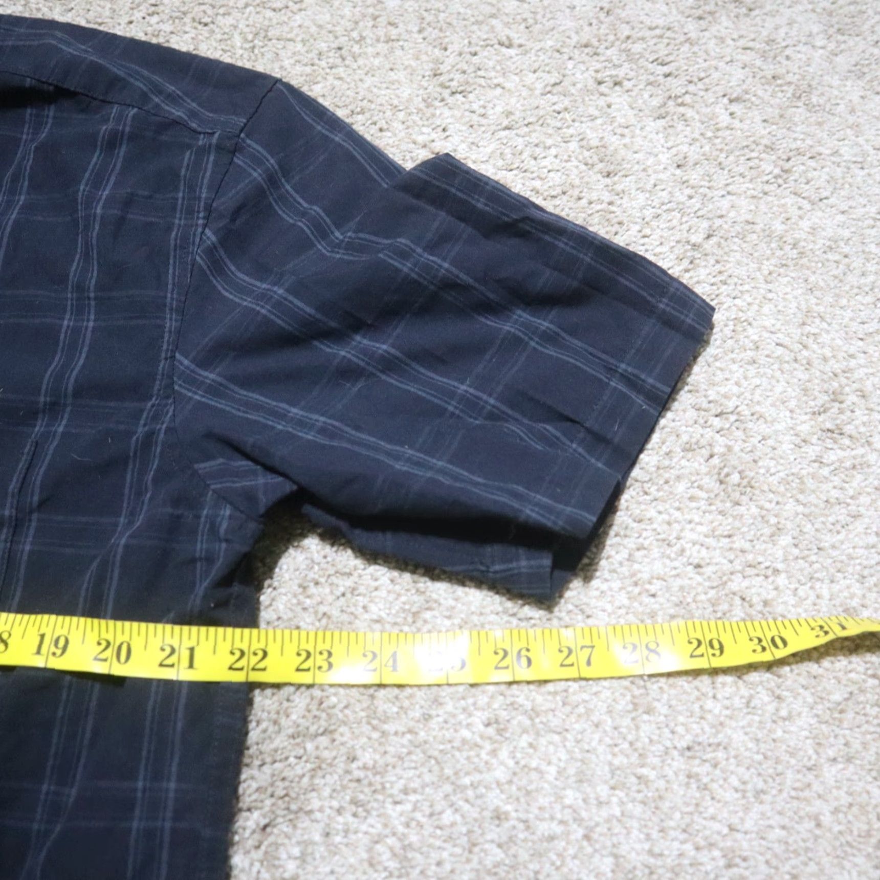 George GEORGE Shirt Plaid Button-Down Short Sleeve Adult M Medium Black Cotton Blend 38-40 Mens Size US M / EU 48-50 / 2 - 5 Thumbnail