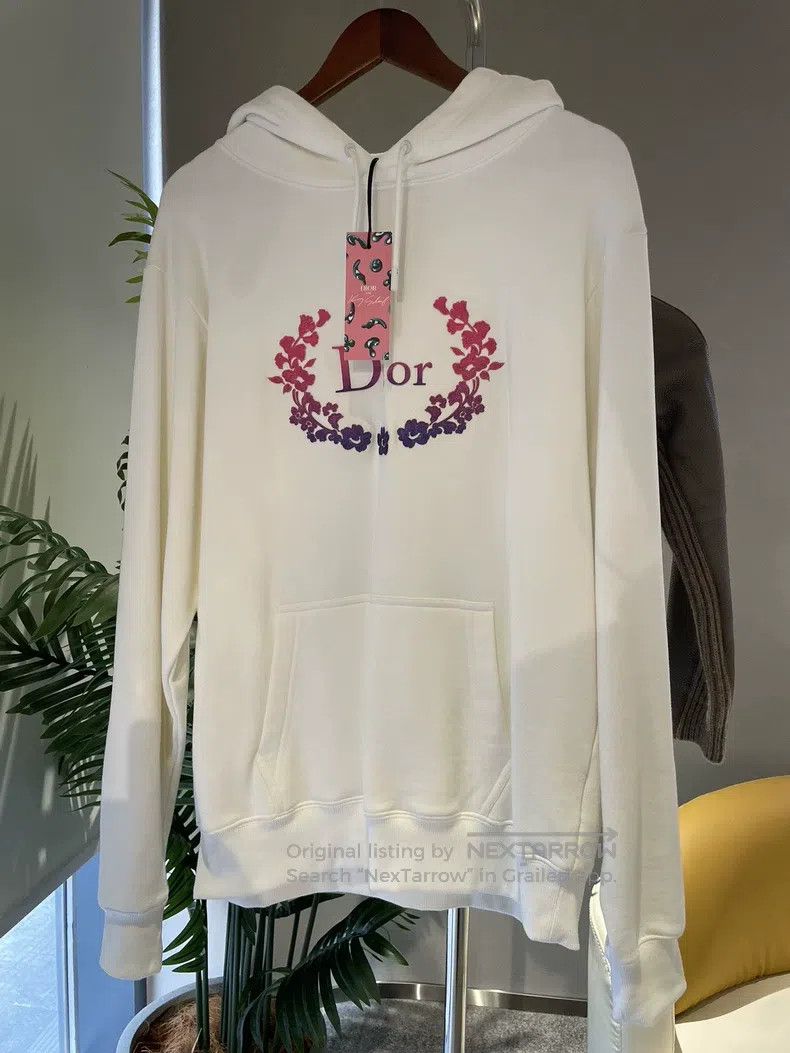 Dior Dior White logo embroidered hooded sweatshirt Size US L / EU 52-54 / 3 - 3 Thumbnail