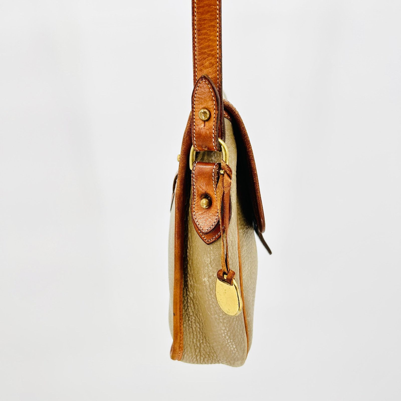 Dooney & Bourke Vintage 90s Bone Tan British All-Weather Leather Crossbody Size ONE SIZE - 5 Thumbnail