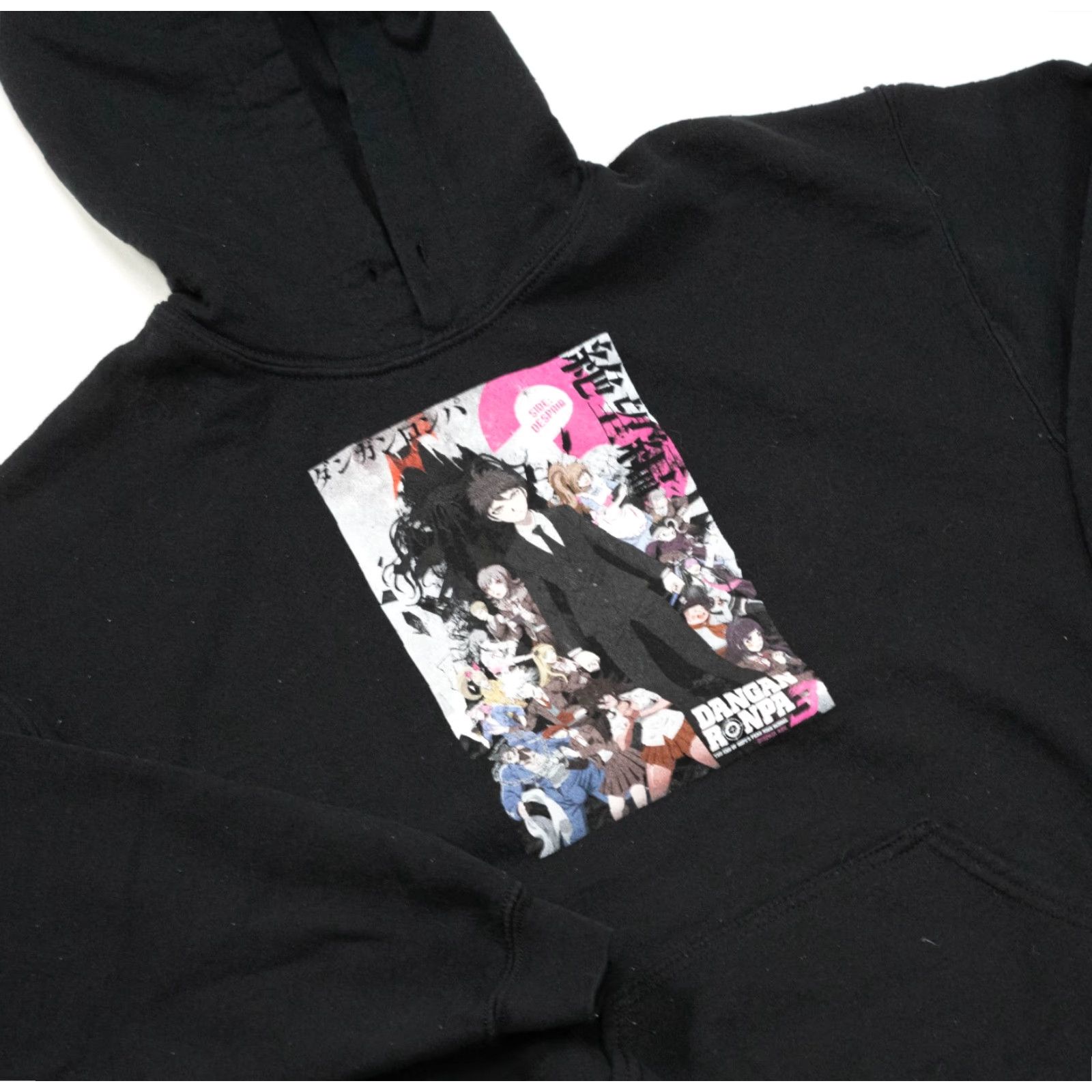 Vintage Danganronpa Hoodie Mens Adult M Black Logo Graphic Print Pullover Sweatshirt Anime Despair Arc 3 22x26 Size US M / EU 48-50 / 2 - 2 Thumbnail