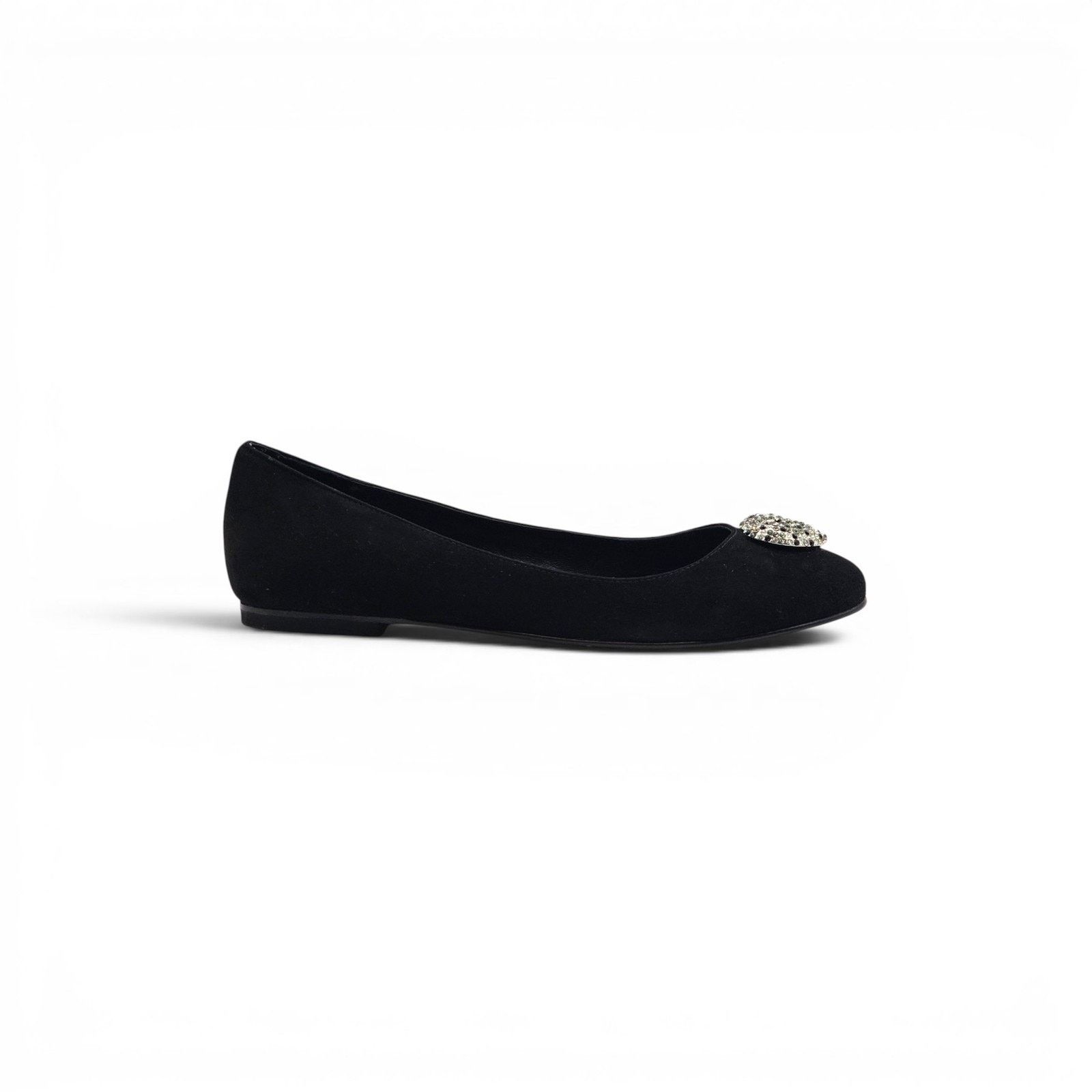 Fendi Ballet Flats Black Suede with Crystal Hearts EU 36 US 6 Size US 6 / IT 36 - 2 Thumbnail