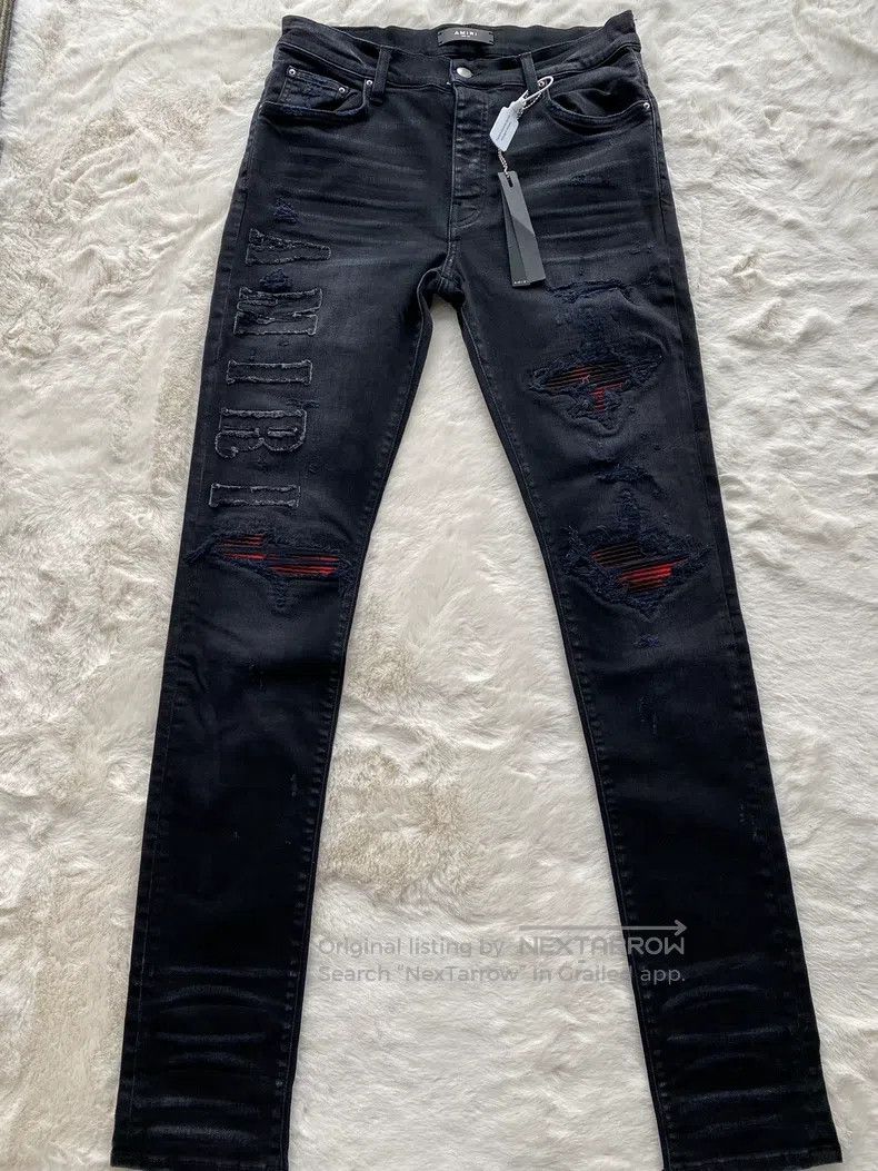 Amiri Amiri Size 33 Washed black and red patchwork Logo letter je Size US 33 - 1 Thumbnail