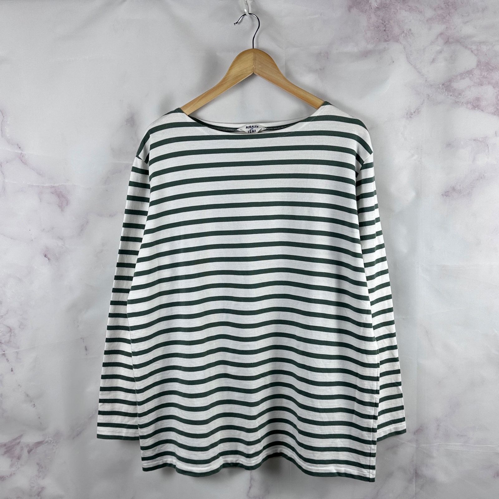 Auralee Iena Green/White Striped Longsleeve Shirt Size S / US 4 / IT 40 - 1 Thumbnail