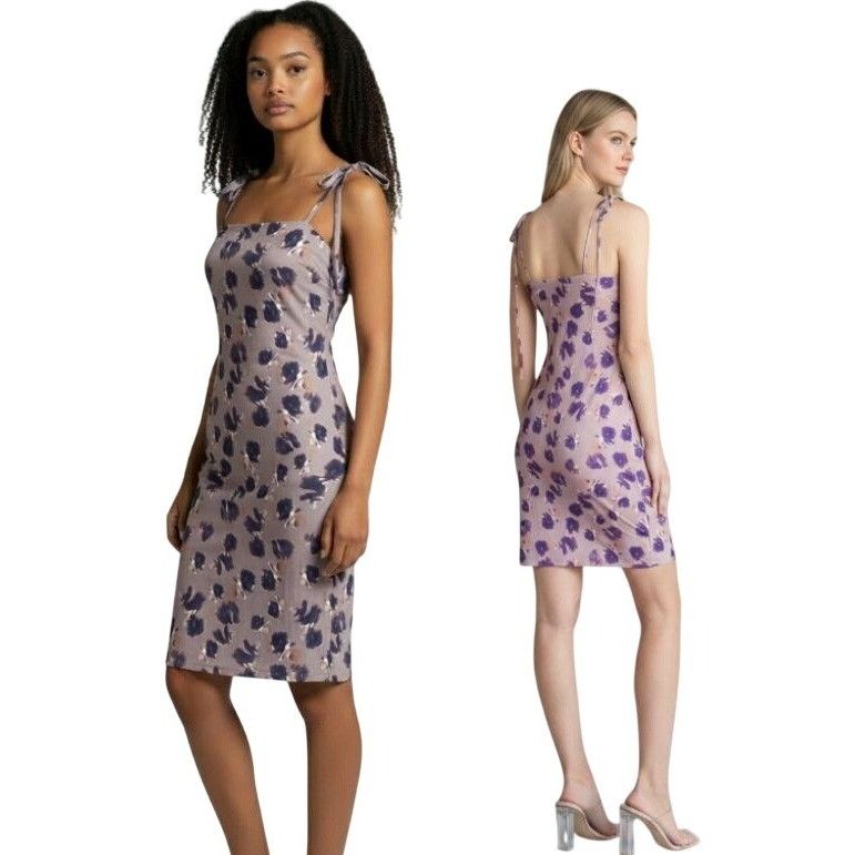 Other Open Edit Tie Shoulder Minidress In Purple- Pink Ash Blur Fl Size M / US 6-8 / IT 42-44 - 1 Thumbnail