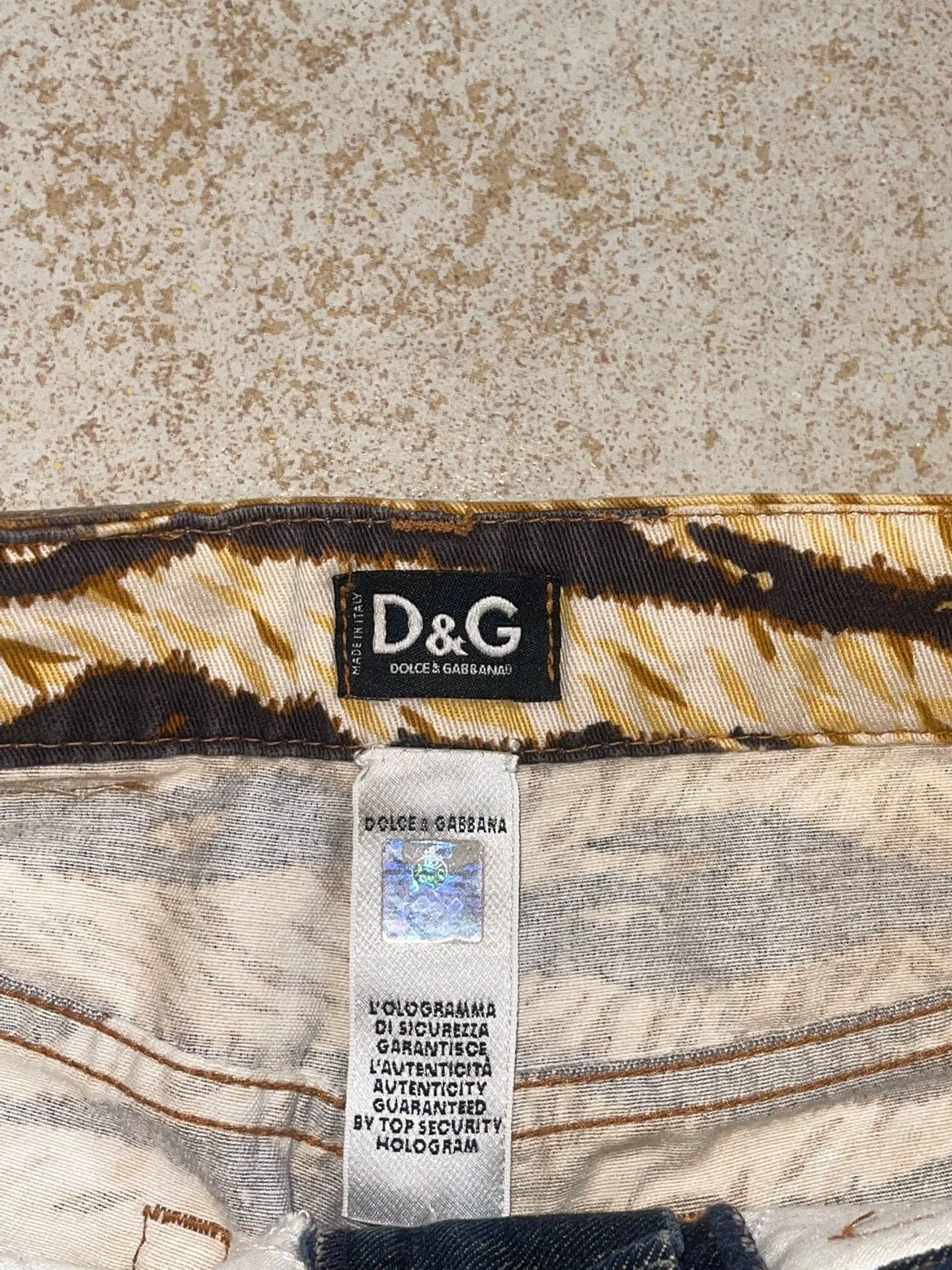 Dolce & Gabbana D&G Vintage 2-Tone Tiger Stripe Slit Straight Jeans Size US 26 / EU 42 - 5 Thumbnail