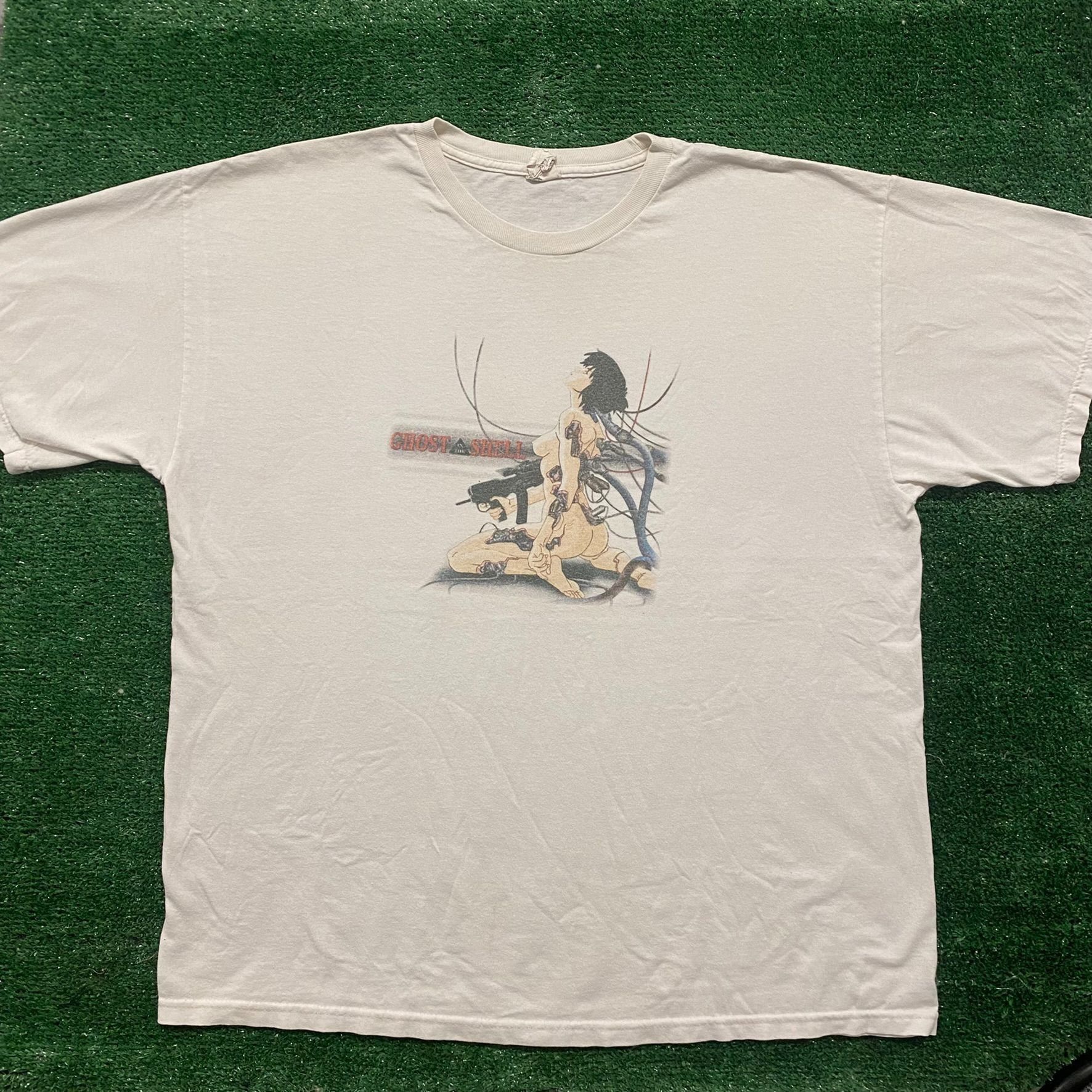 image of Vintage Y2K Ghost In The Shell Shirt Cyber Japan Anime Tee in White, Men's (Size XL)