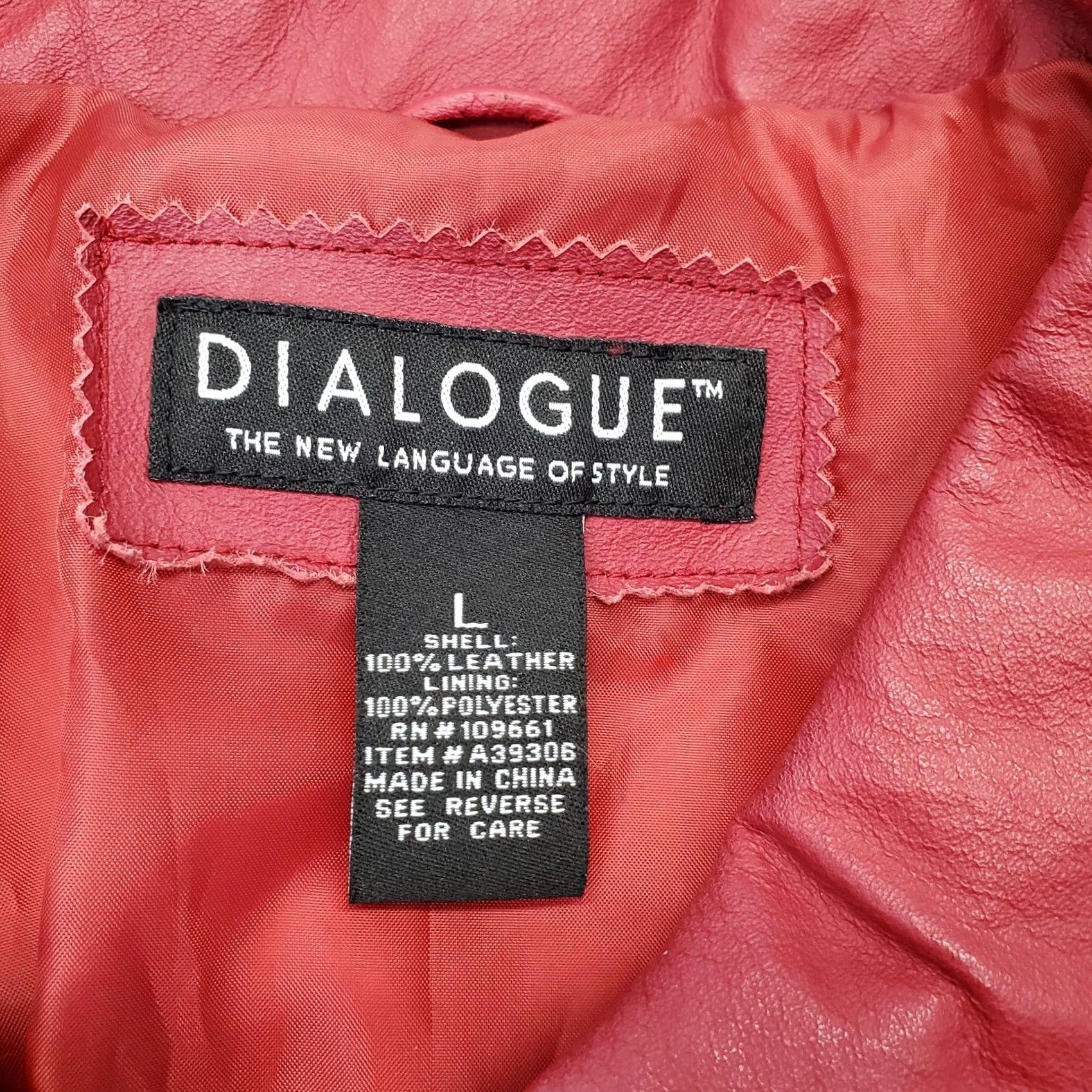 Vintage Dialogue Leather Jacket Women Large Red Diamond Stitch Collared Turn Lock Button Jacket Size L / US 10 / IT 46 - 6 Thumbnail