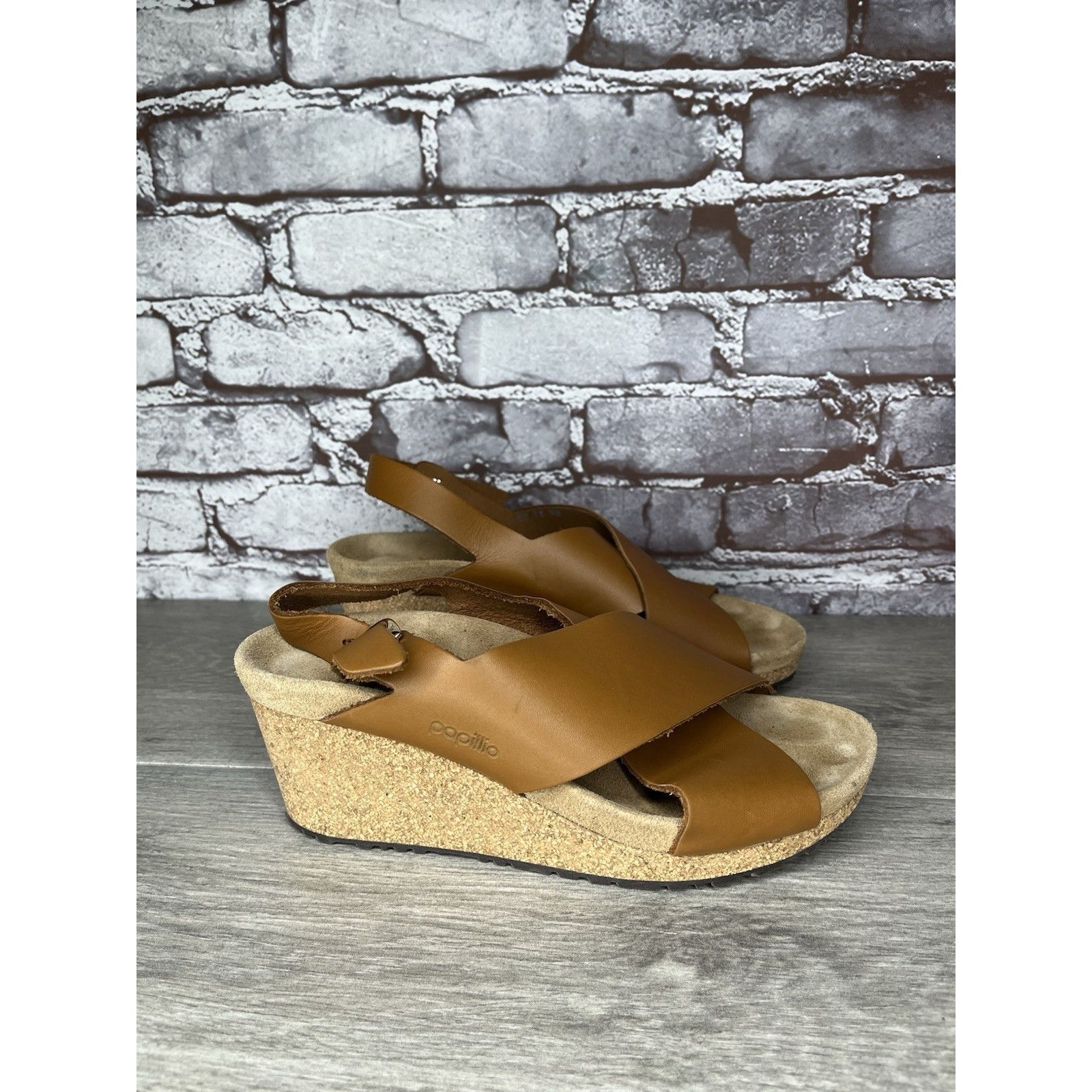 Birkenstock Birkenstock Papillio Samira Ginger Brown Leather Cork Wedges Size US 6.5 / IT 36.5 - 14 Thumbnail