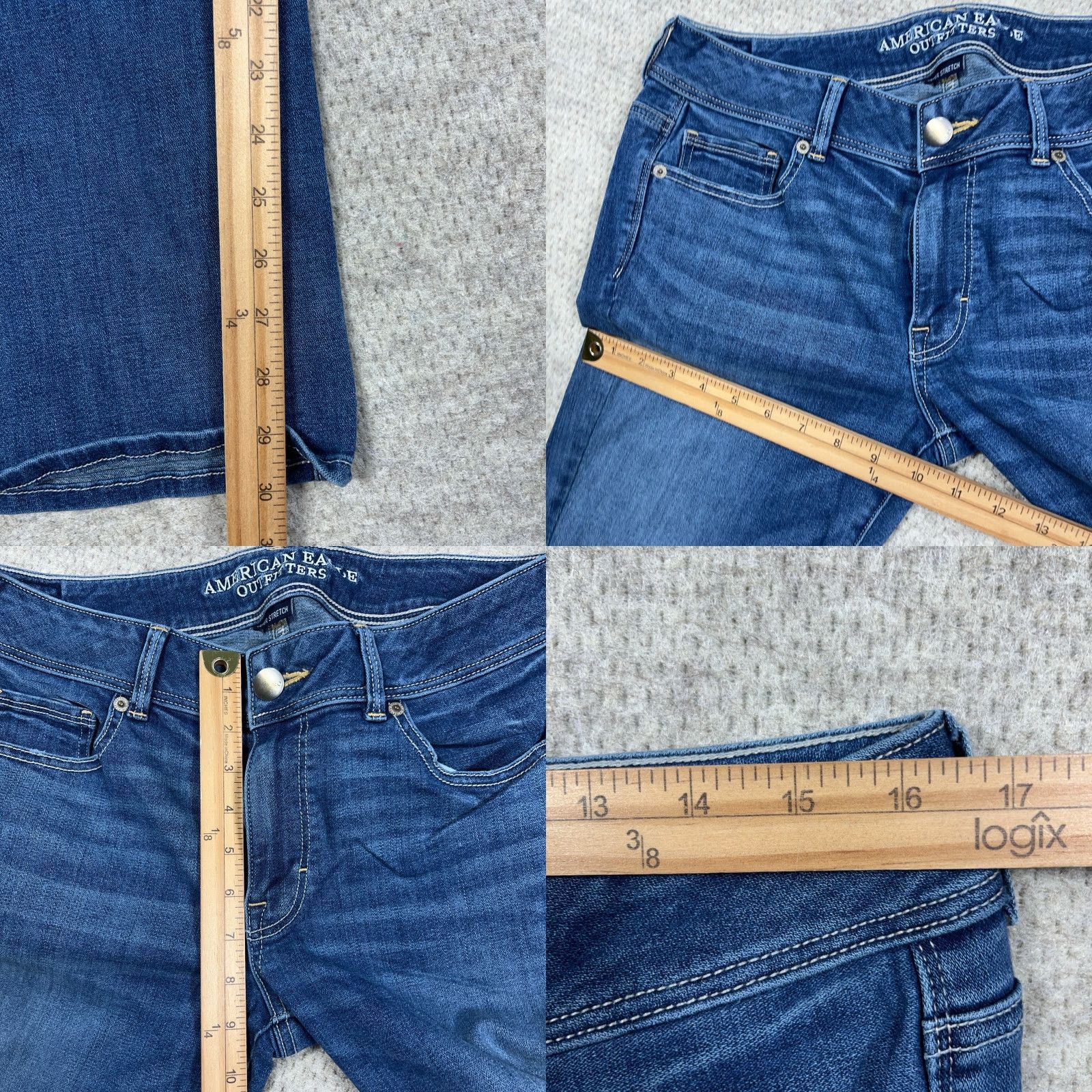 American Eagle Outfitters VINTAGE American Eagle Outfitters Jeans Women 14 Kick Boot Cut Mid Rise Med Wash Faded Denim Boho Size 36" / US 14 / IT 50 - 8 Thumbnail