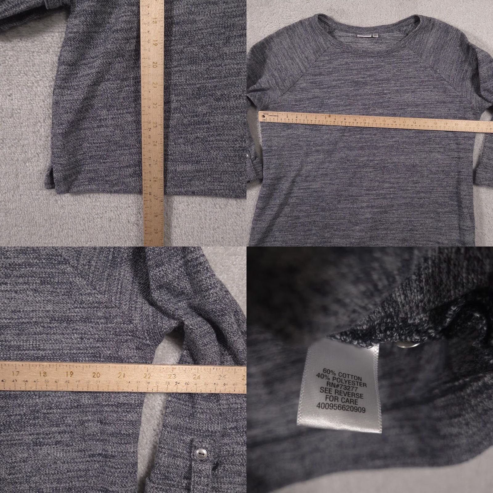 Croft & Barrow Croft & Barrow Sweater Womens 1X Gray Knit Raglan 3/4 Sleeve Roll Tab Pullover Size XL / US 12-14 / IT 48-50 - 8 Thumbnail