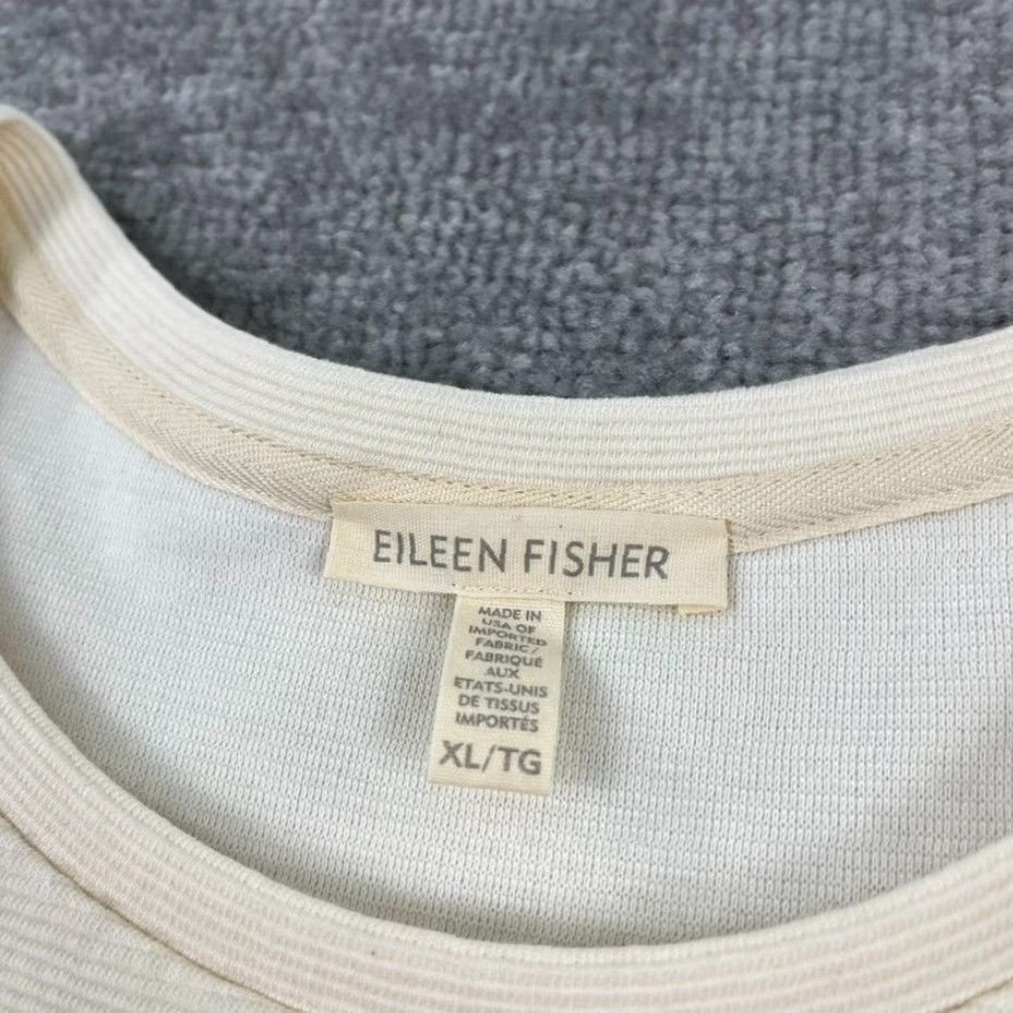 Eileen Fisher EILEEN FISHER Top Womens XL Yellow Organic Cotton Crew Neck Casual Blouse USA Made Size XL / US 12-14 / IT 48-50 - 2 Thumbnail