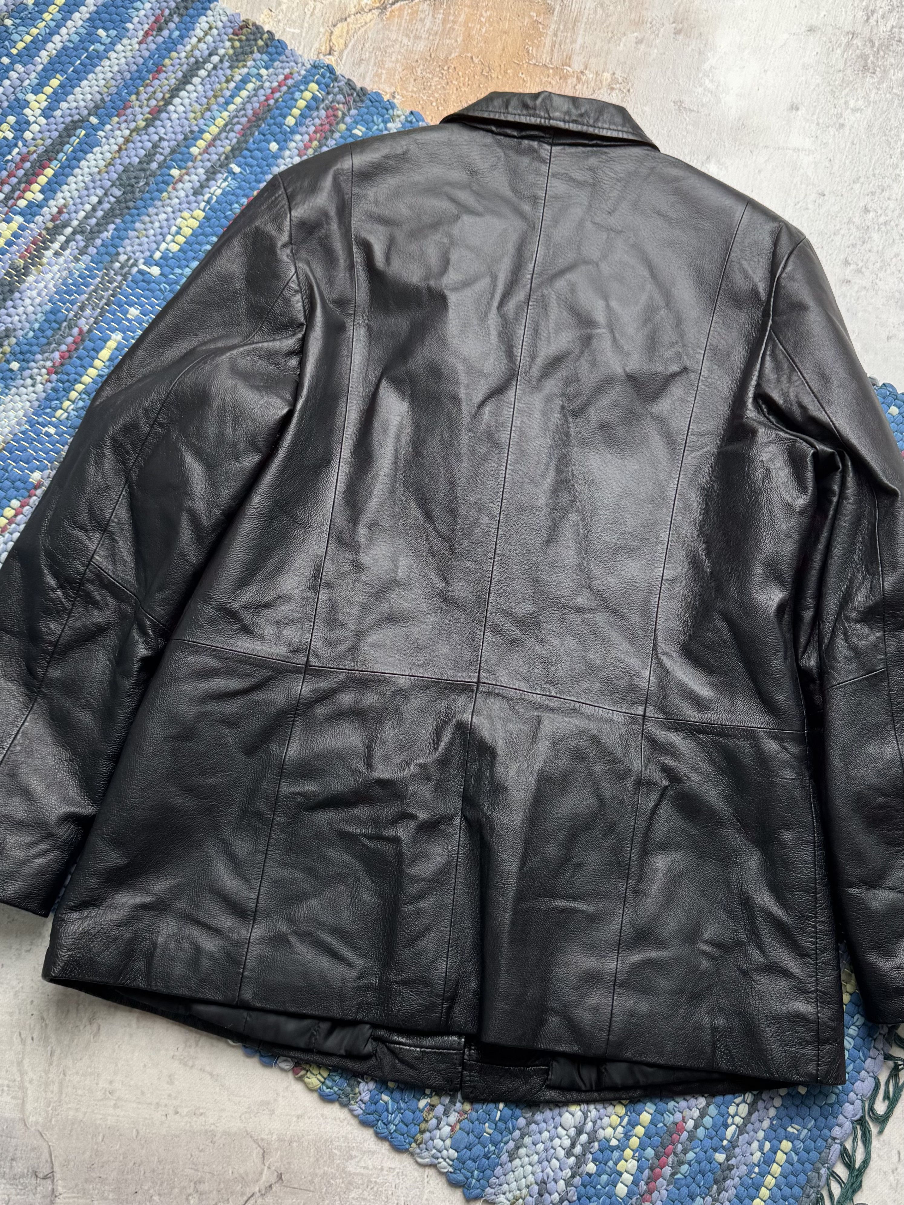Vintage Vintage Real Leather Button Up Jacket Classic Office Blazer Size L / US 10 / IT 46 - 7 Thumbnail