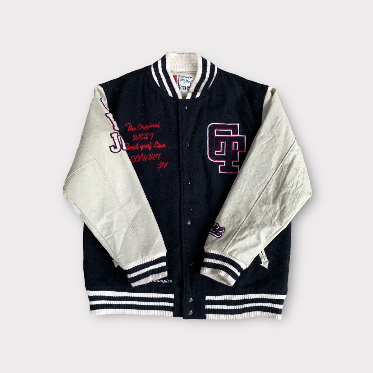 Other Conart 91 University Wool Leather Jacket Embroidered Logo Size US L / EU 52-54 / 3 - 2 Thumbnail