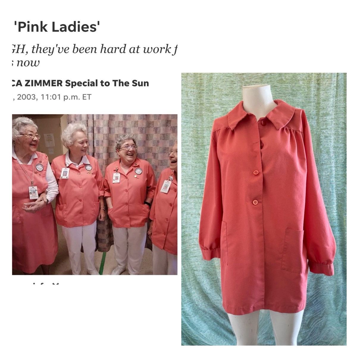 Other Vintage Angelica large Pink Ladies blazer coat long length Size L / US 10 / IT 46 - 1 Thumbnail