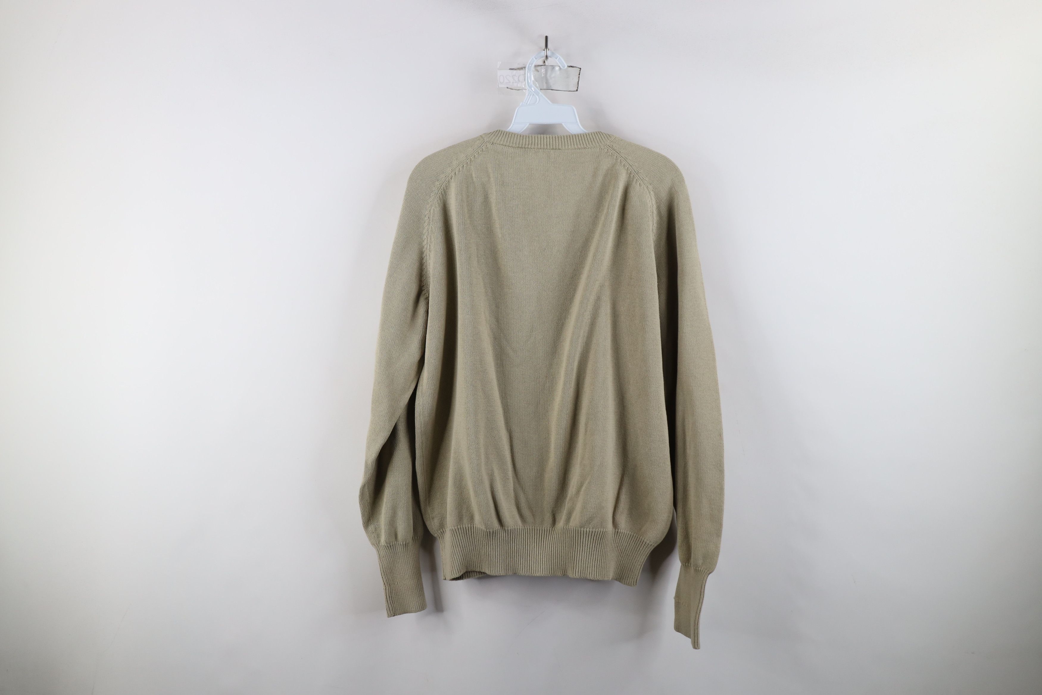 Vintage Vintage 90s Streetwear Cotton Knit V-Neck Sweater Beige Size US L / EU 52-54 / 3 - 10 Thumbnail