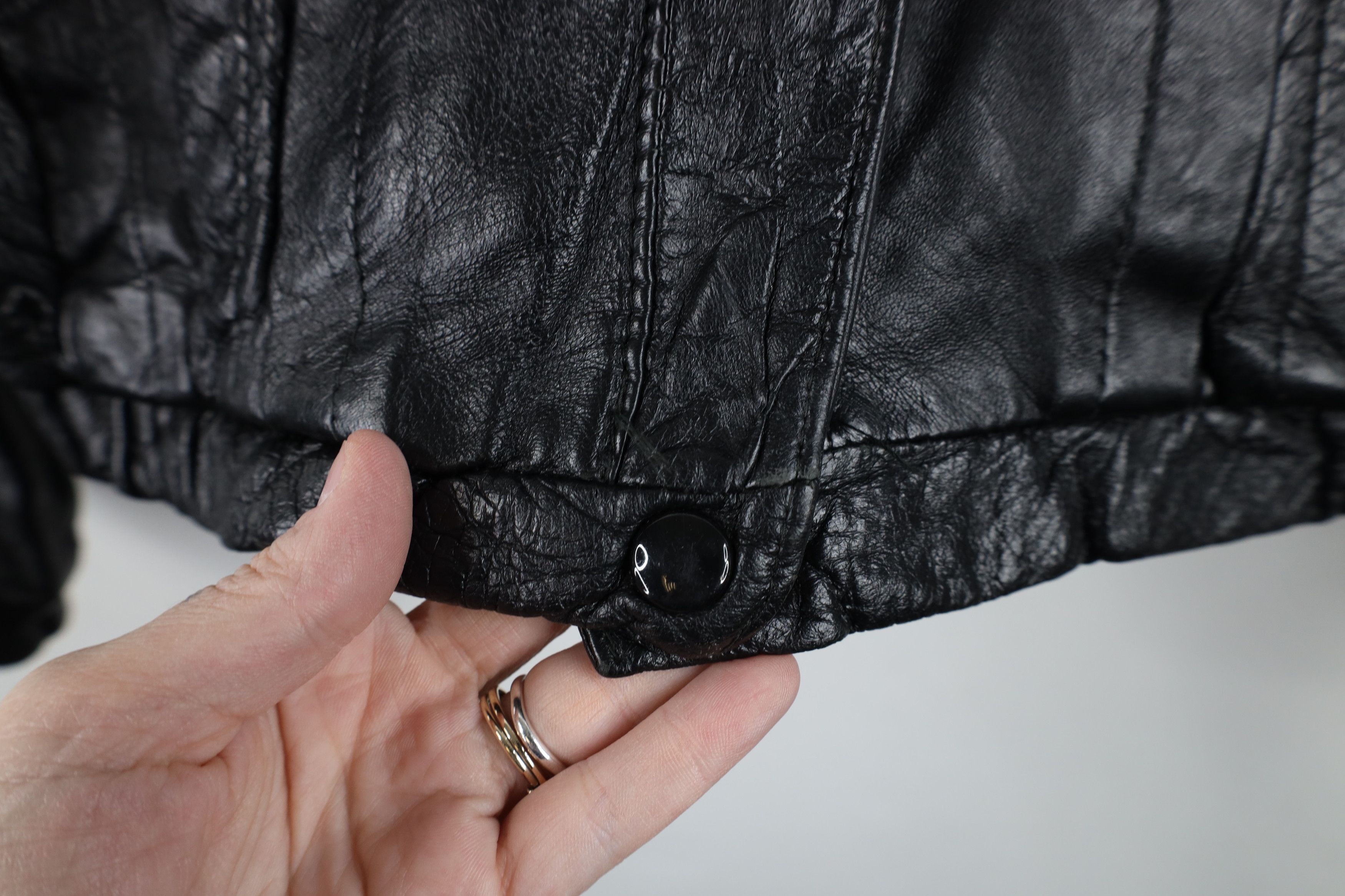Vintage Vintage 80s 90s Streetwear Leather Cafe Bomber Jacket Black Size M / US 6-8 / IT 42-44 - 6 Thumbnail