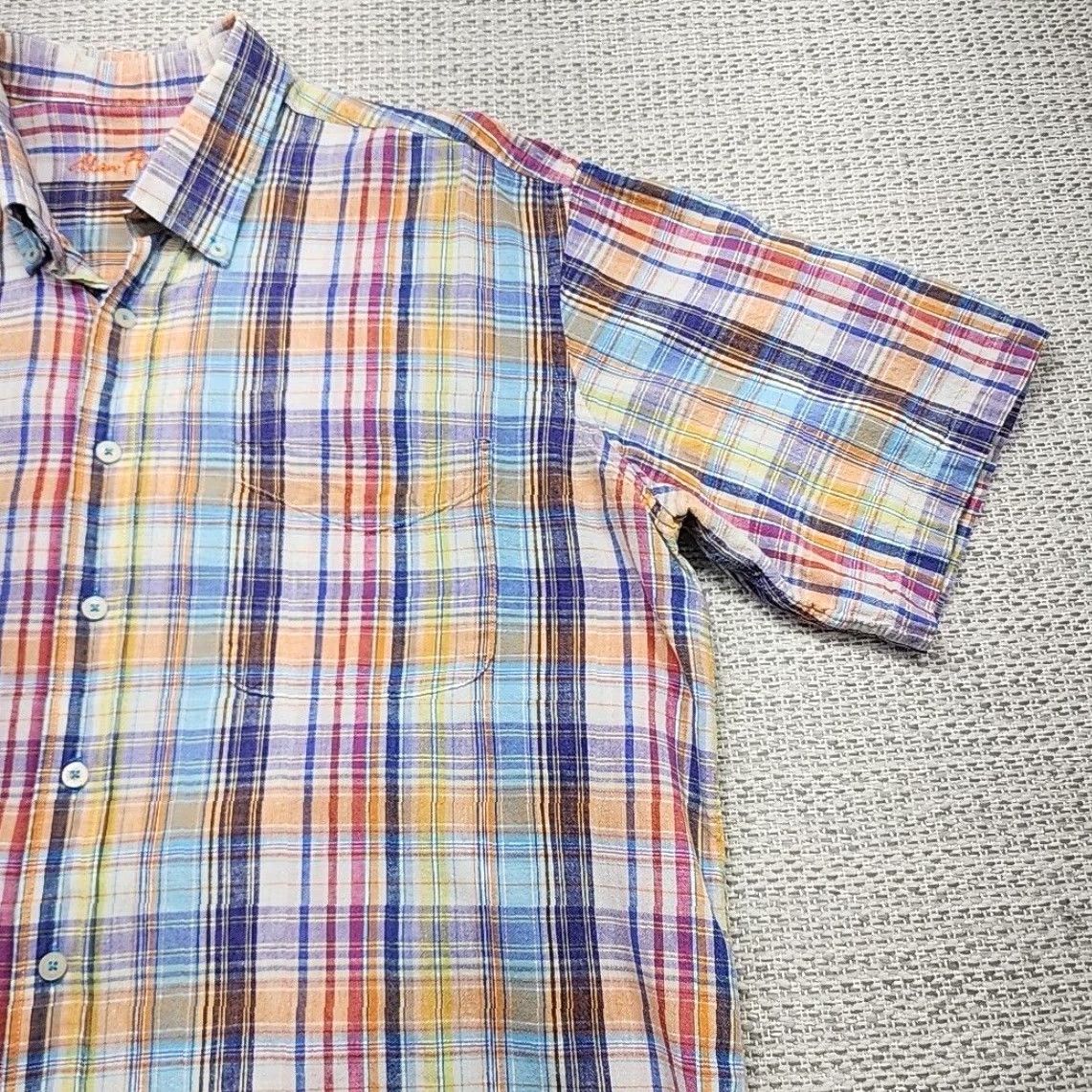 Vintage Alan Flusser Shirt Mens XL Plaid Short Sleeve Linen Blend Casual Preppy Size US XL / EU 56 / 4 - 2 Thumbnail