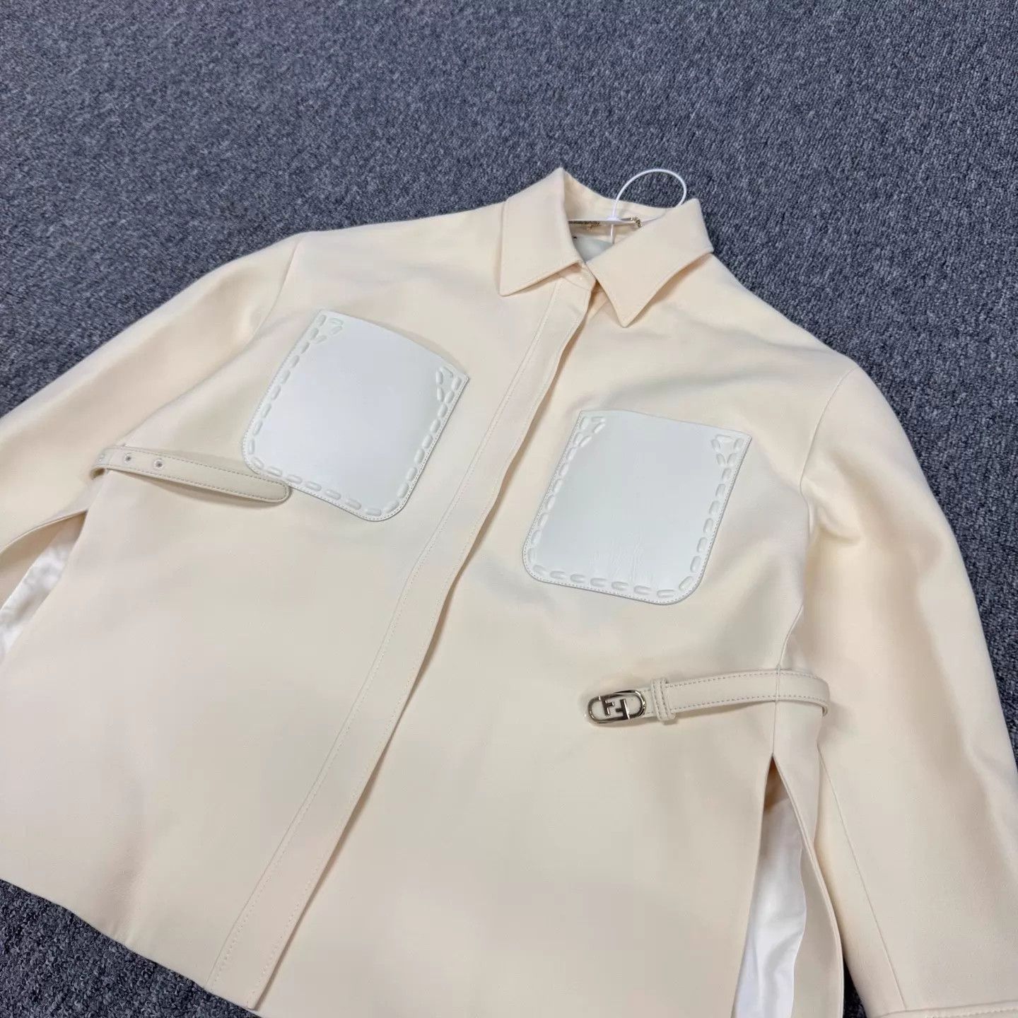 Fendi Fendi Beige Shirt Jacket w/ Leather Pocket FF Belt 40 NWT Size S / US 4 / IT 40 - 3 Thumbnail