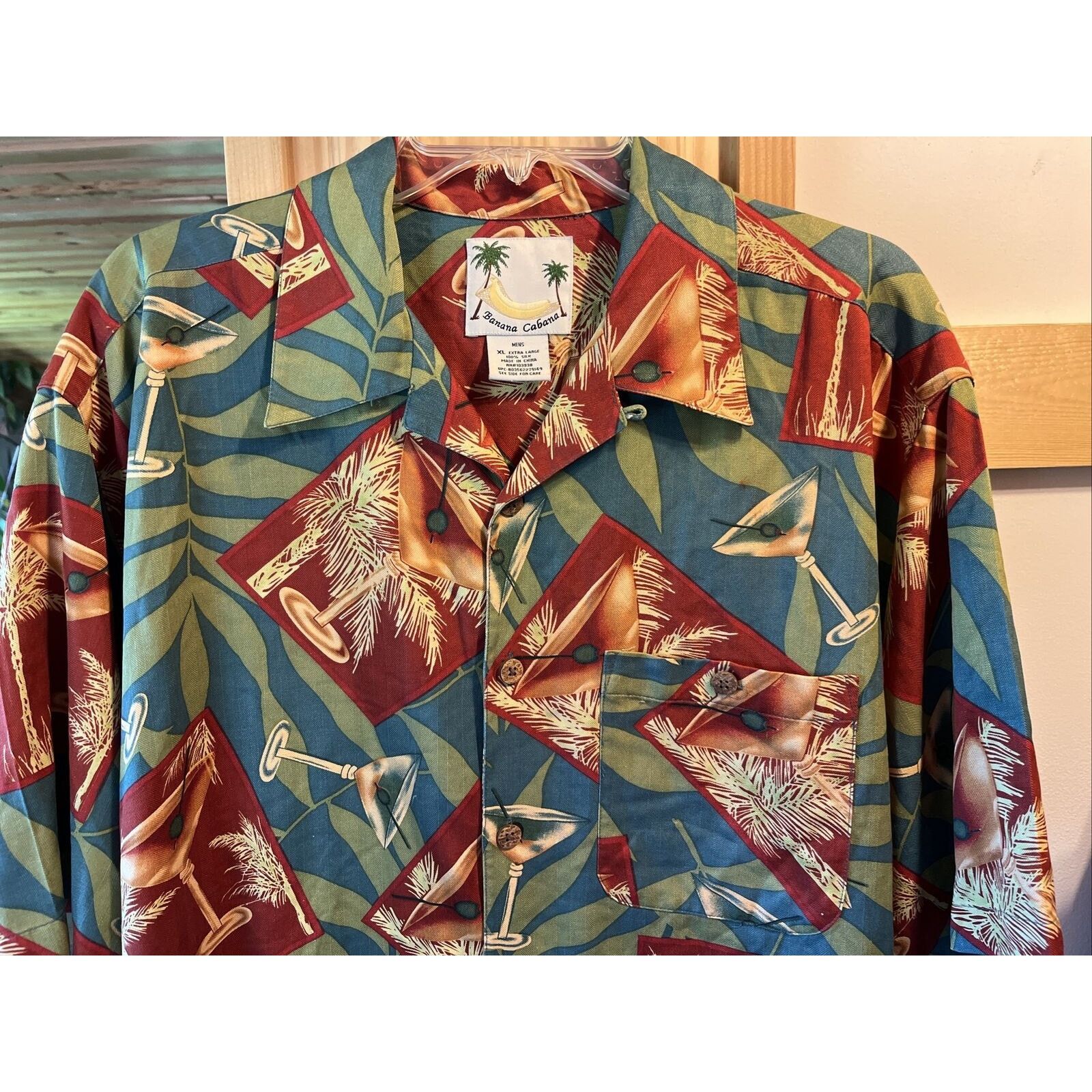 Other Banana Cabana Men’s XL Floral Martini SS Silk Hawaiian Shirt Size US XL / EU 56 / 4 - 6 Thumbnail