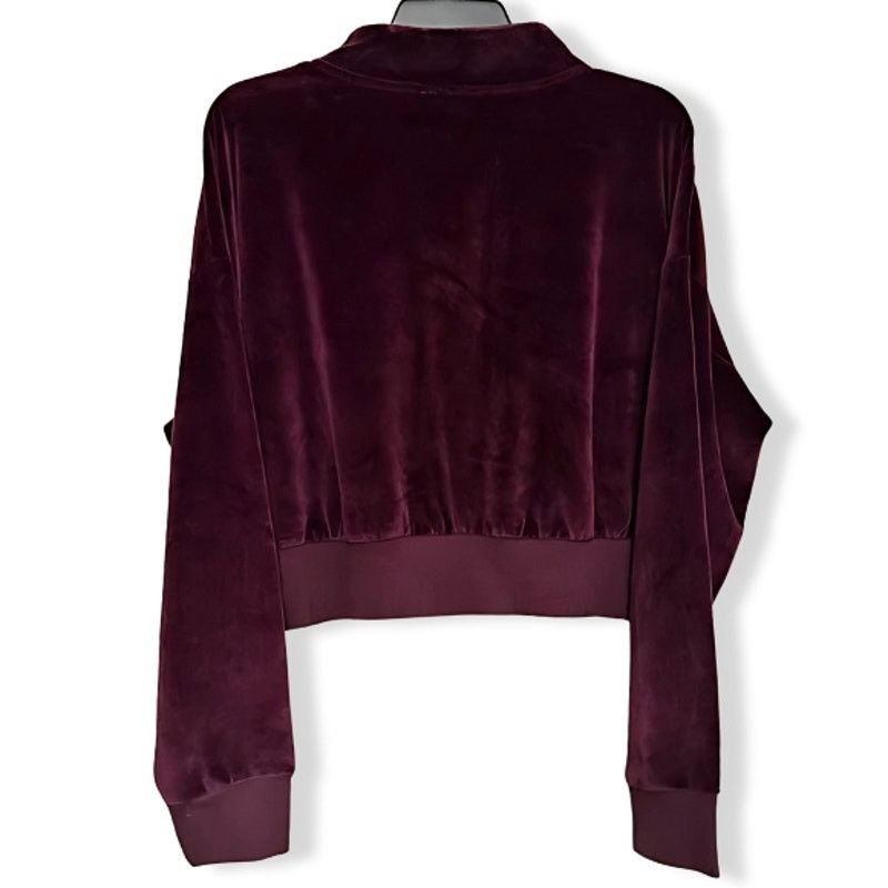 Other Abound Cropped Sweatshirt Velvet 1/4 Zip Maroon Size 1X NWOT Size XL / US 12-14 / IT 48-50 - 4 Thumbnail